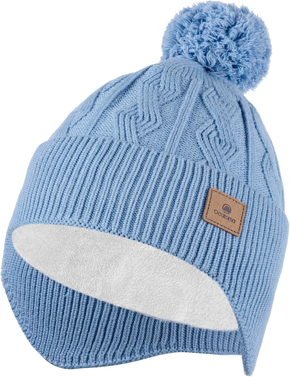 Ocatoma Winter Beanie with Earflap for Men Women Soft Warm Knit hat Fleece Lined Snow Hats Stocking Cap Outdoor