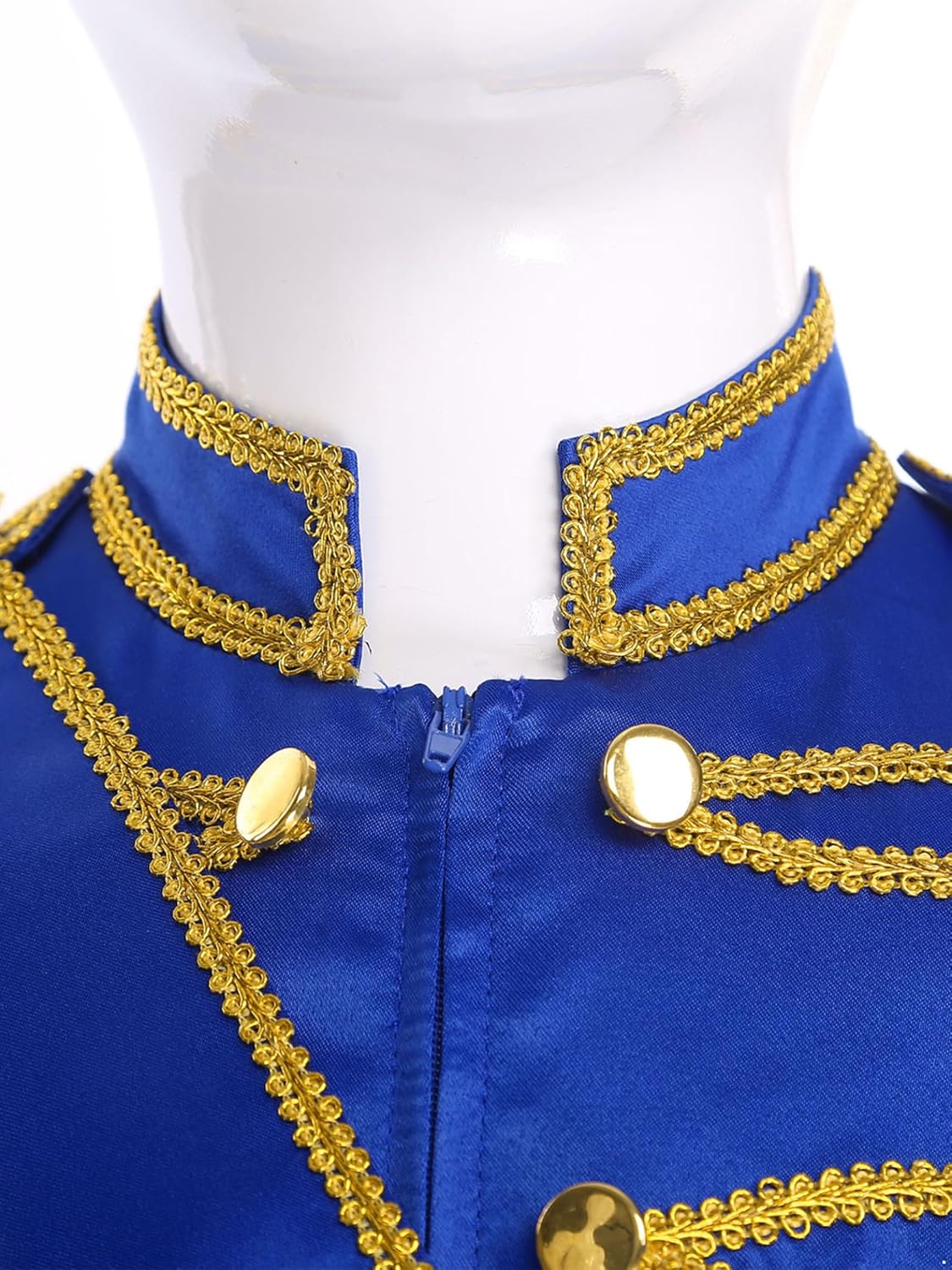 Boys Royal Military Band Jacket Embroidered Tassel Shoulder Zip Neck Uniform with Sash Belt