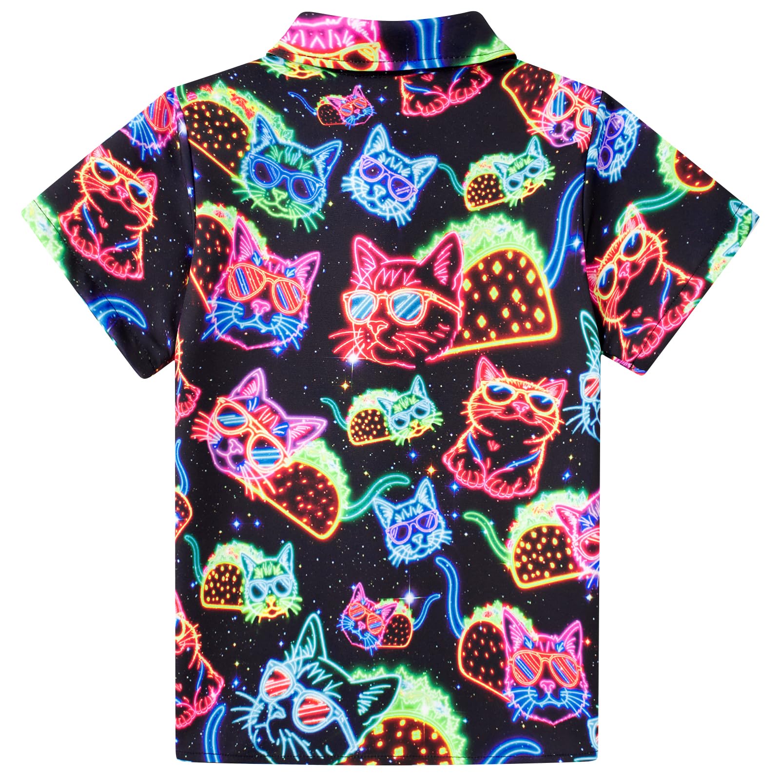 ALISISTER Camisa neón para Chicos Camisa Hawaiana de Manga Corta niños con Botones Camisa Informal de Verano 3-10 años