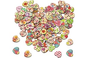Honbay 100PCS Wooden Love Heart Buttons