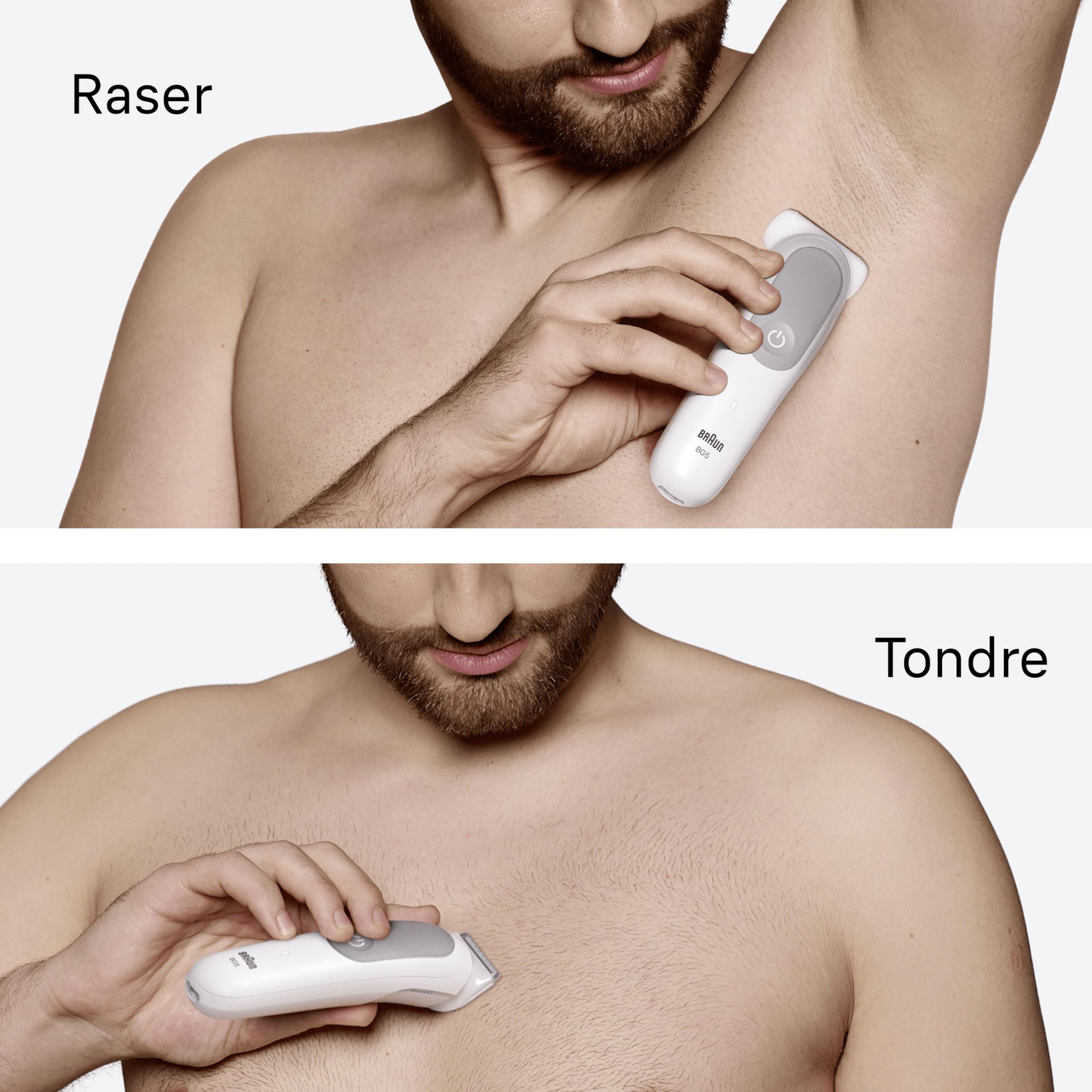 Braun Tondeuse Electrique Homme, pour le Corps, Series 5, BG5555, Grise | Etanche, Batterie Rechargeable, Lame SkinGuard, sans Fil, Coffret avec +7 Outils de Rasage, Emballage en Carton
