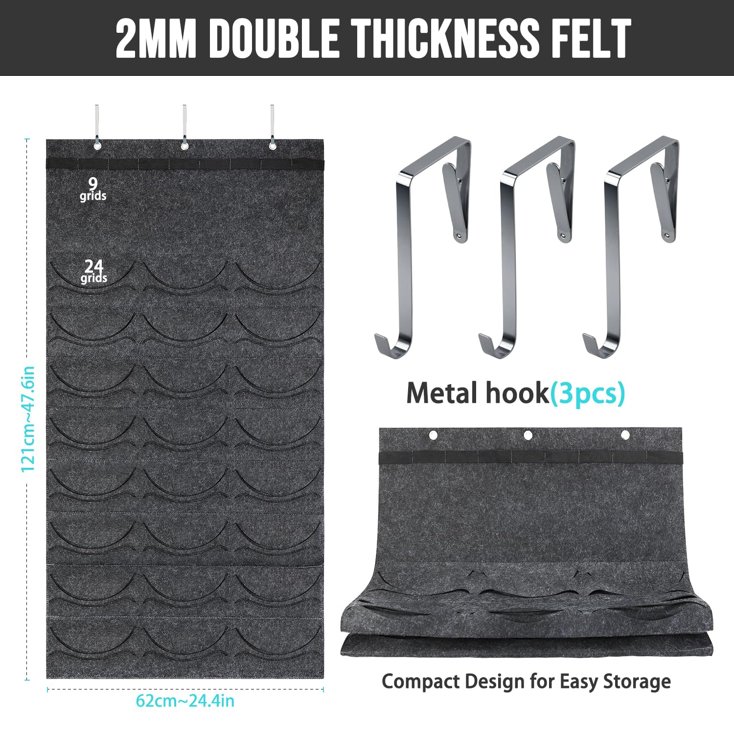 FAYYGYH Simple Hat Storage Box for Women Men, Large Closet Organizer with Dustproof Lid, Foldable Hat Carrier Case for Cowboy Hats, Travel & Home Use (Grey)