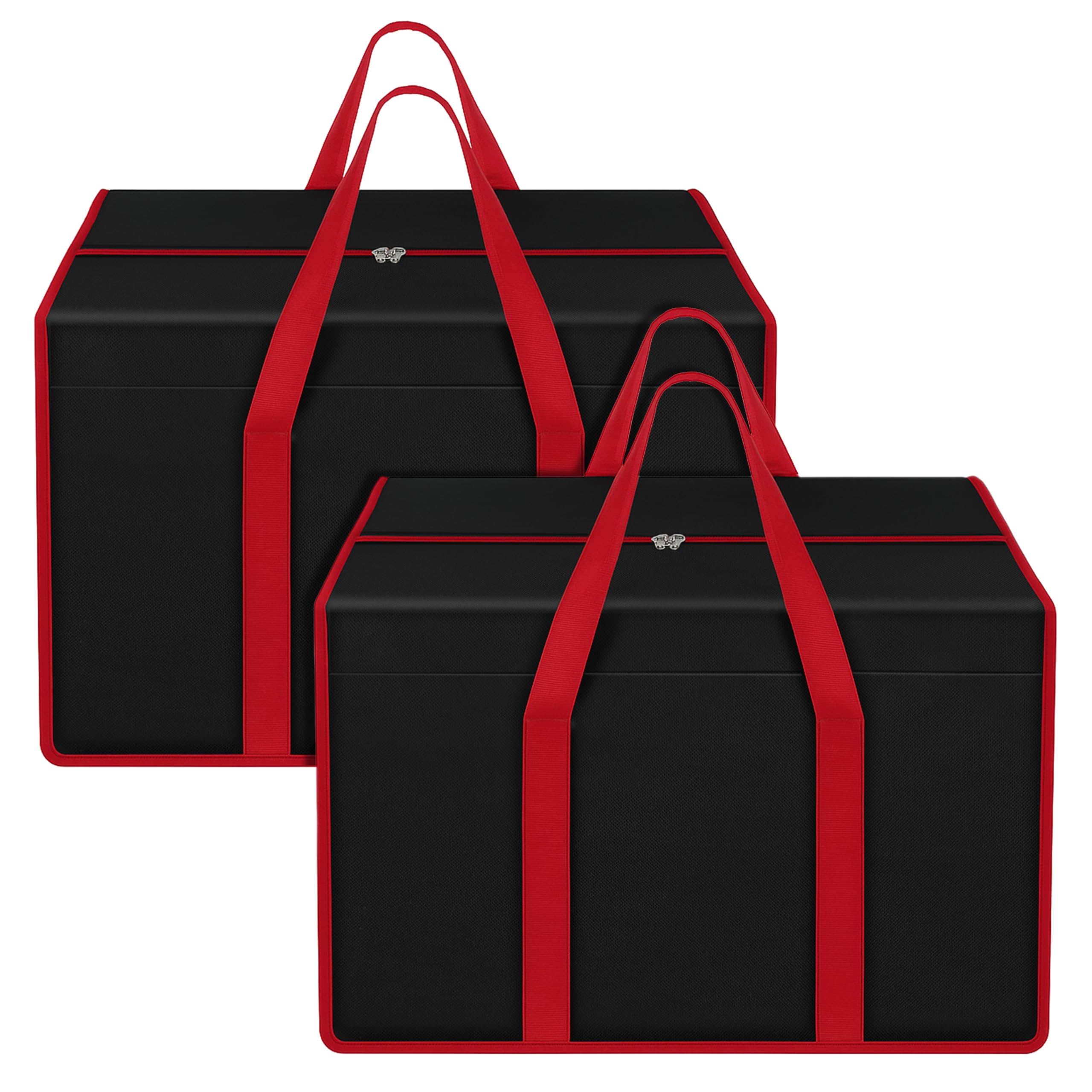 Storite Big Clothes Nylon Storage Bag Organizer for Books Magazine, Stationery Paper, Document Toy Storage -(Black, 57x 36.8X 40.5 cm) (RedBlack, 2 Pack)