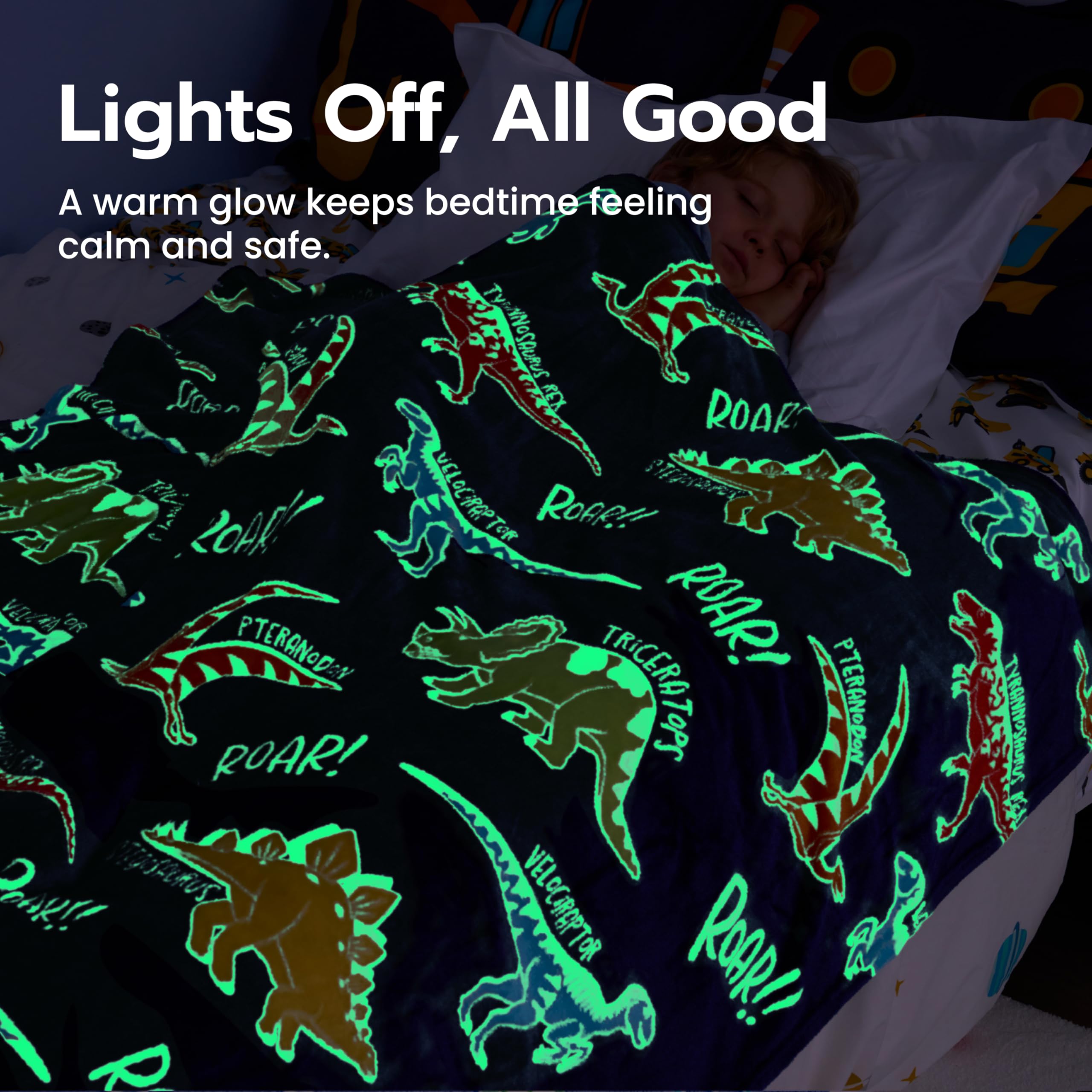 Glow in the Dark Dinosaur Blanket - Kids Gift -4
