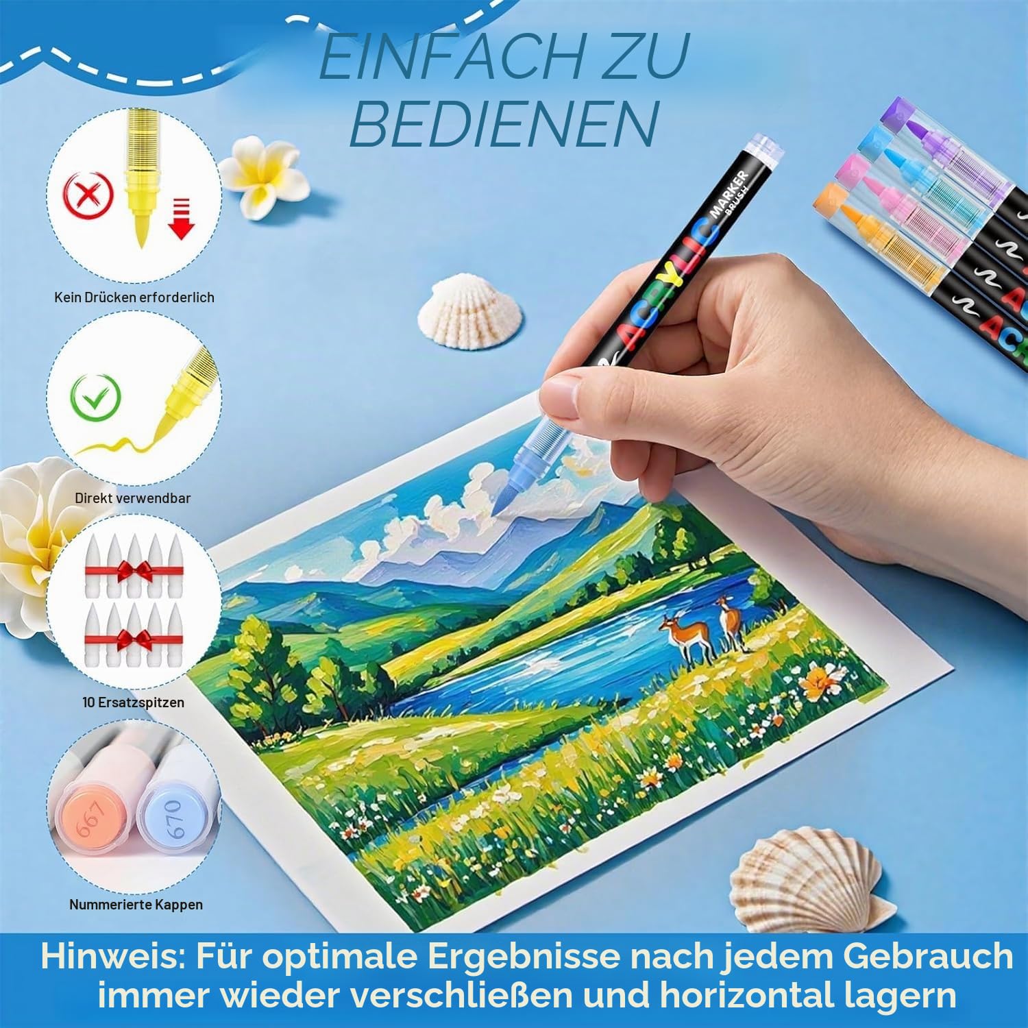 Guangna Acrylstifte Marker Set für Stoff, Leinwand, Glas, Holz und Papier (288)