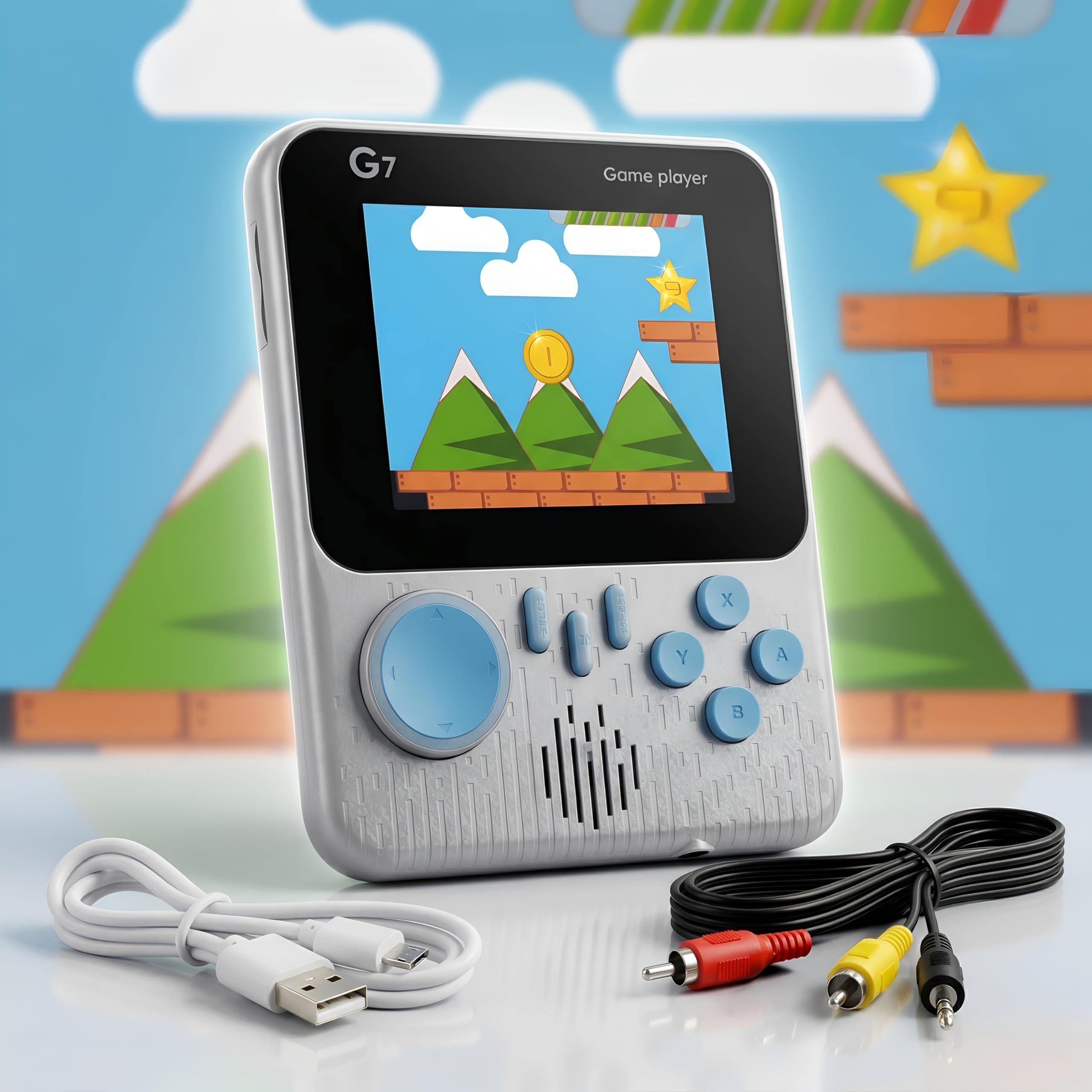 Kidsmate Handheld Gaming Console Video Game for Kids with 666 Built-in Retro Games | Rechargeable Battery, Compact Design with TV Connectivity for Big Screen Play | Ideal for Fun & Learning (Grey)-image-44