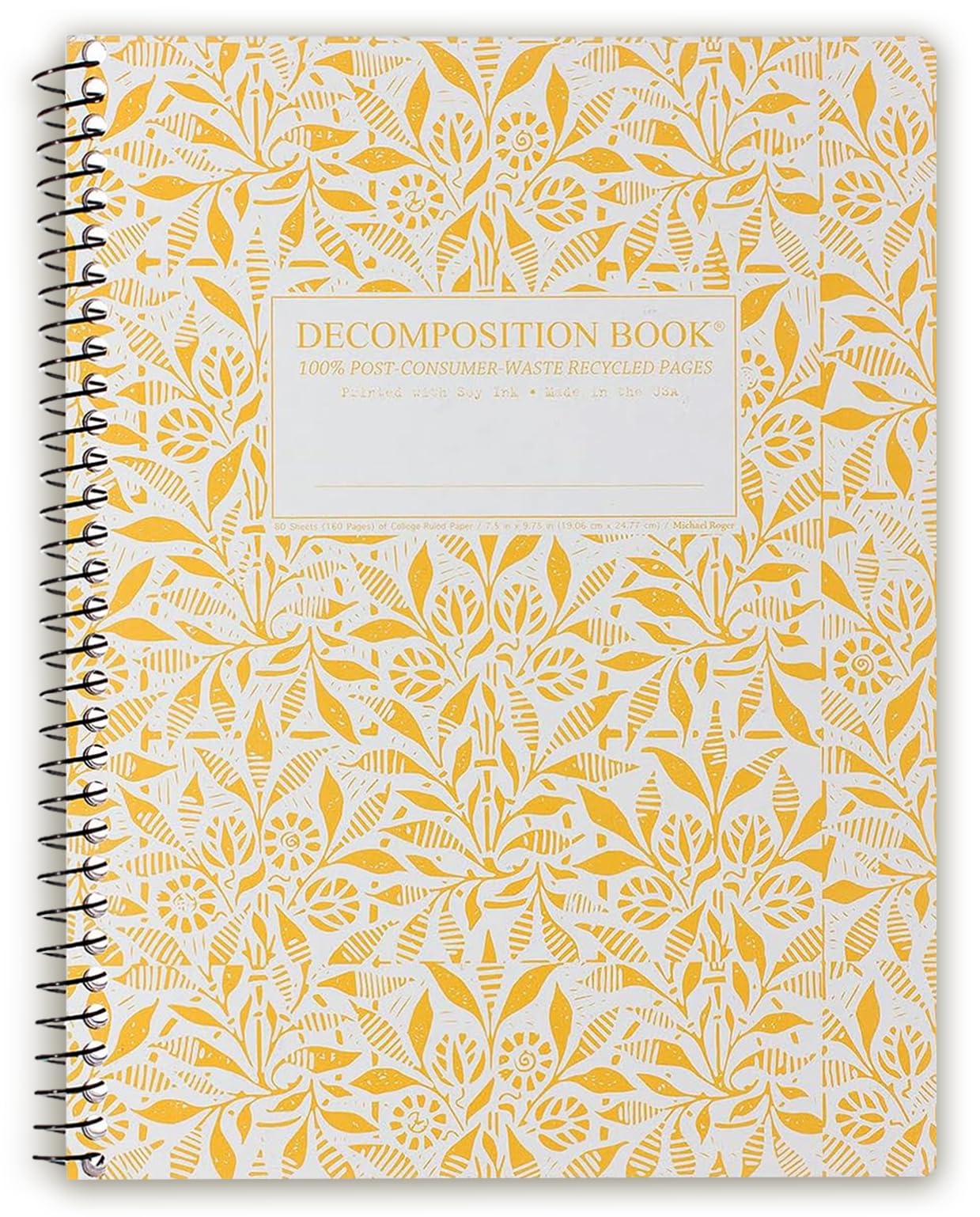Decomposition Fields of Plenty College Ruled Spiral Notebook - 9.75 x 7.5 Journal with 160 Lined Pages - 100% Recycled Paper - Cute Notebooks for School Supplies, Home & Office - Made in USA