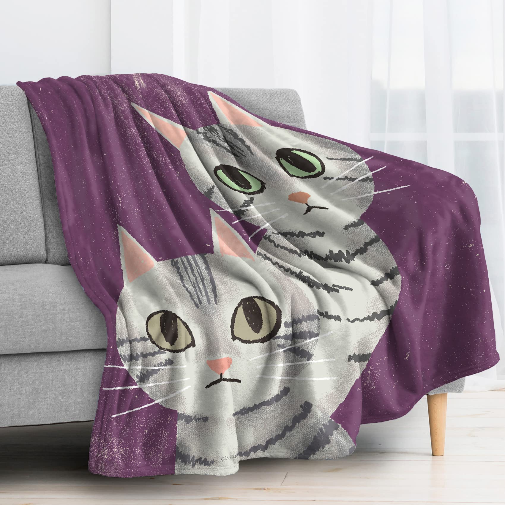 Plaids Pour Canapé | Plaid Doux En Flanelle À Motif Chat Pour