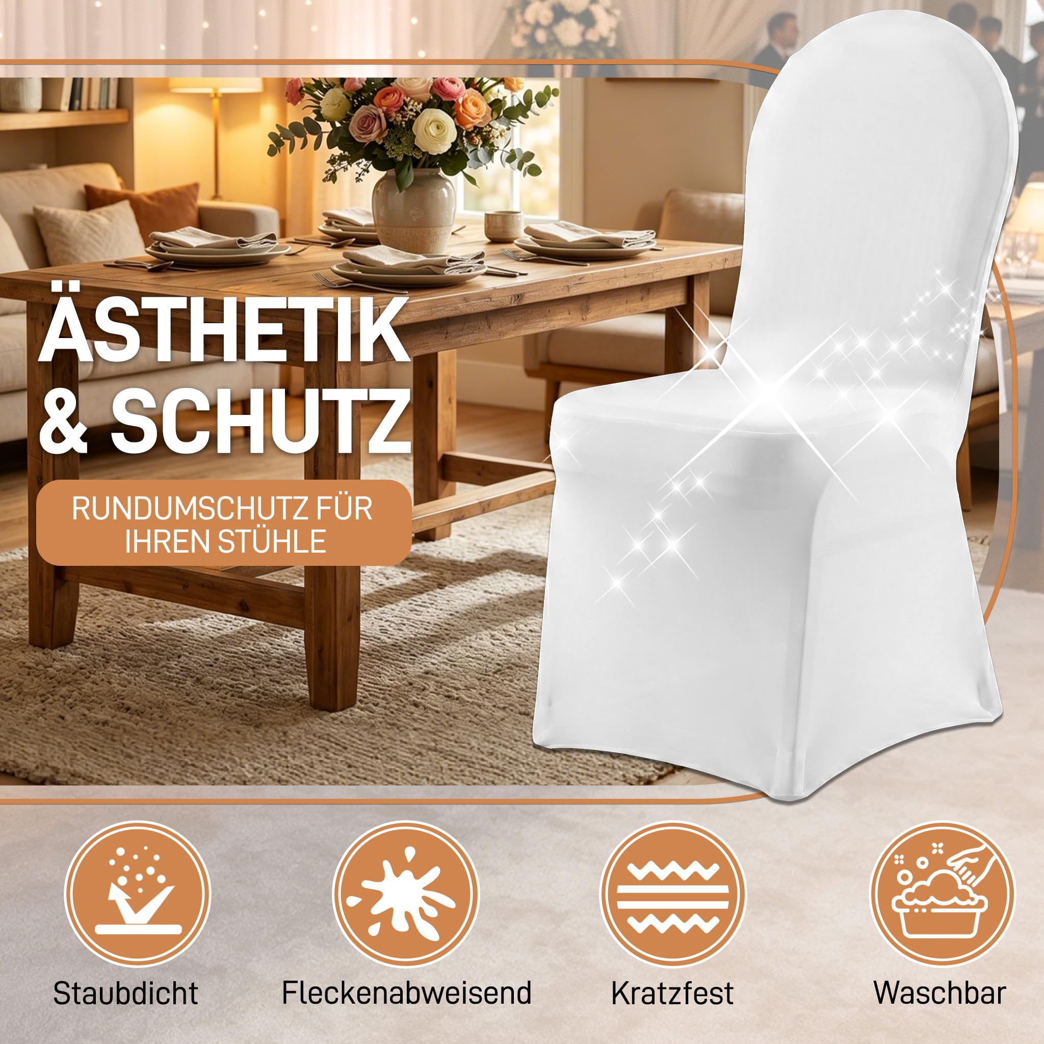 Froadp Universal elástico y Lavable Cubiertas de protección Funda para Silla Presidente Durante los Banquetes de Bodas Partes y decoración del hogar (50 Piezas)