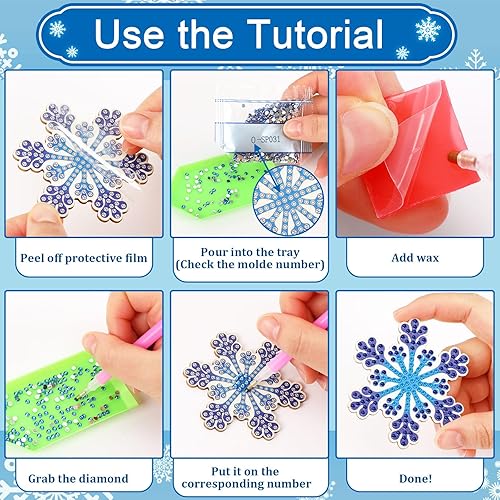 Miniatura 3 de UPINS Imanes de pintura de diamante de copo de nieve, 22 imanes para refrigerador, kits de pintura de arte de diamante, imanes de Navidad, kits de