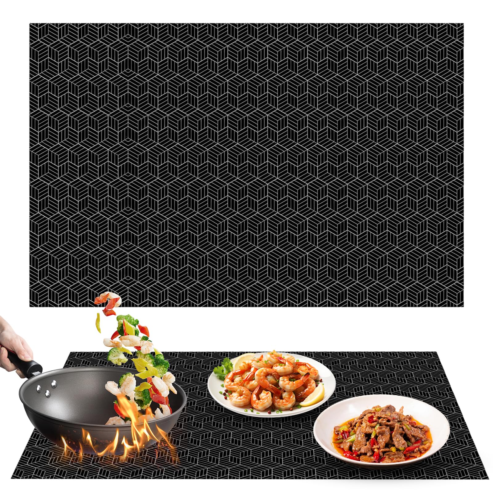 78 x 52cm Protector Placa de Indução, Induction Plate Protective Mat, Protector Arañazos para Estufa de Inducción, Alfombrilla Protectora Placa Induccion de Silicona, para Microondas, Hornos