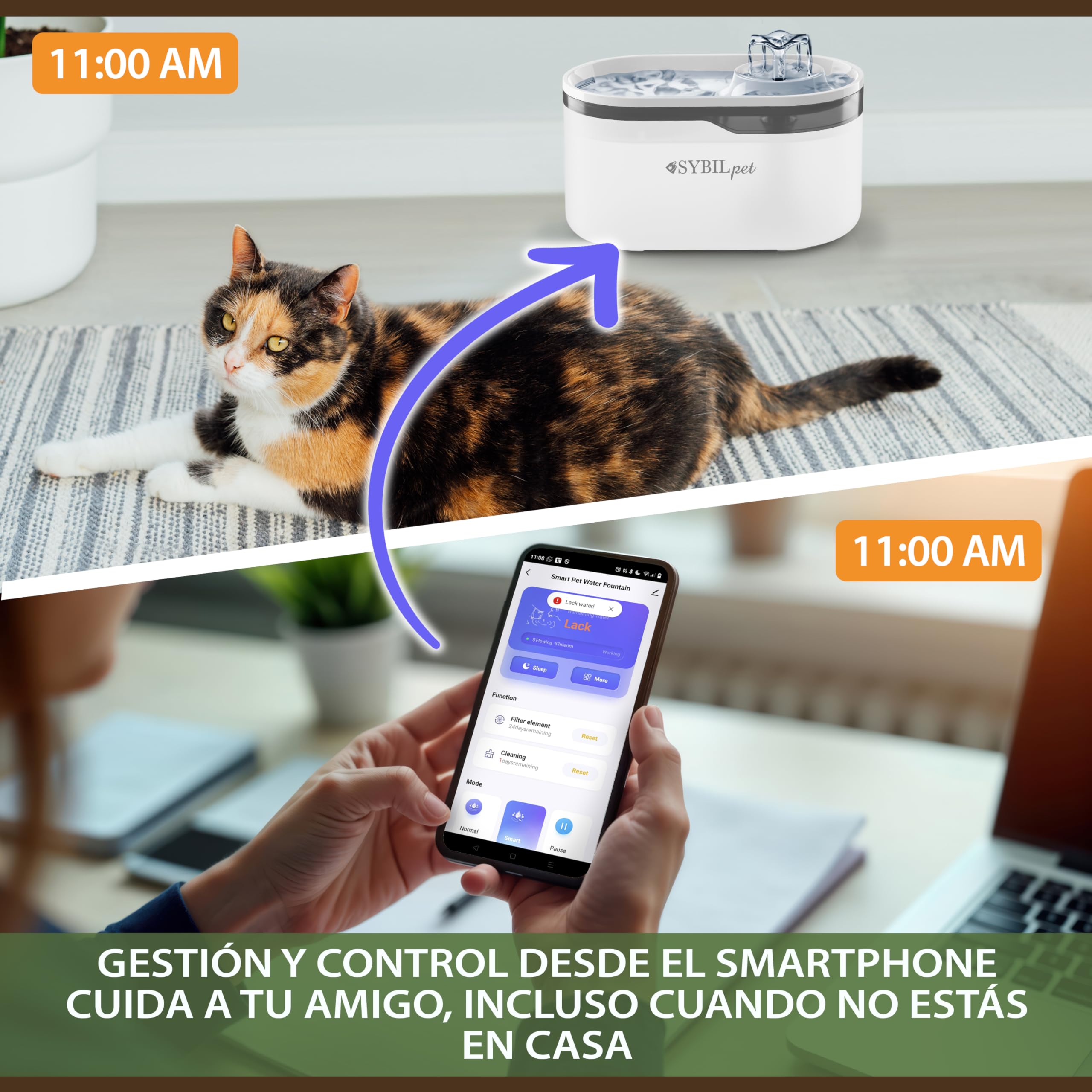 Fuente Agua Gatos 2,8L – Bebedero Automático Silencioso con Filtro de Carbón Activo, Fuente para Gatos y Perros Pequeños, Fácil de Limpiar, Bajo Consumo