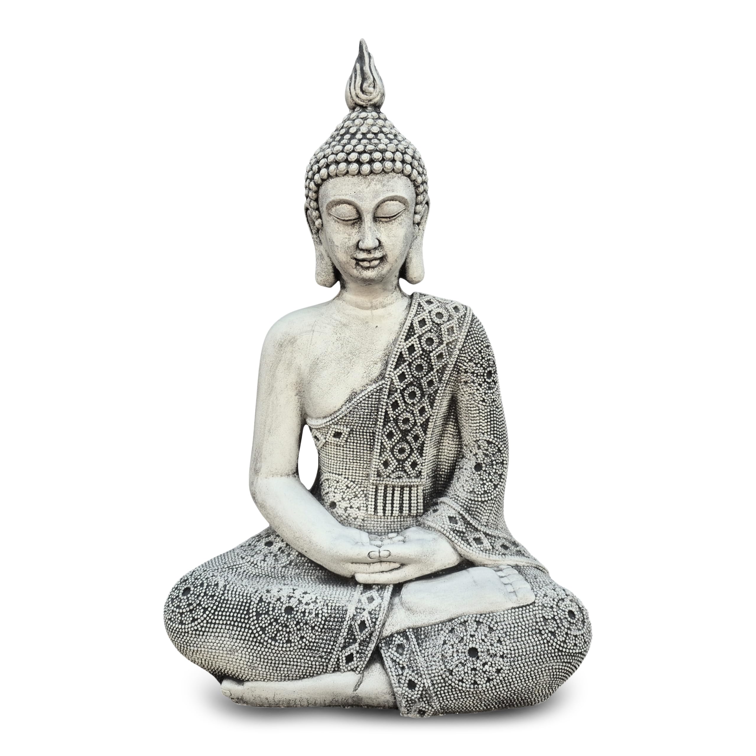 gartendekoparadies.de Thai Buddha Statue Garden Statue Artificial Stone 49cm Height 16kg Frost Resistant (Black)