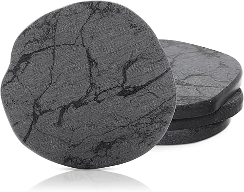 Miniatura 14 de Diatomaceous Earth - Juego de 4 posavasos de secado rápido para escritorios, bonito diseño moderno de piedra con elegante estética blanca (4,