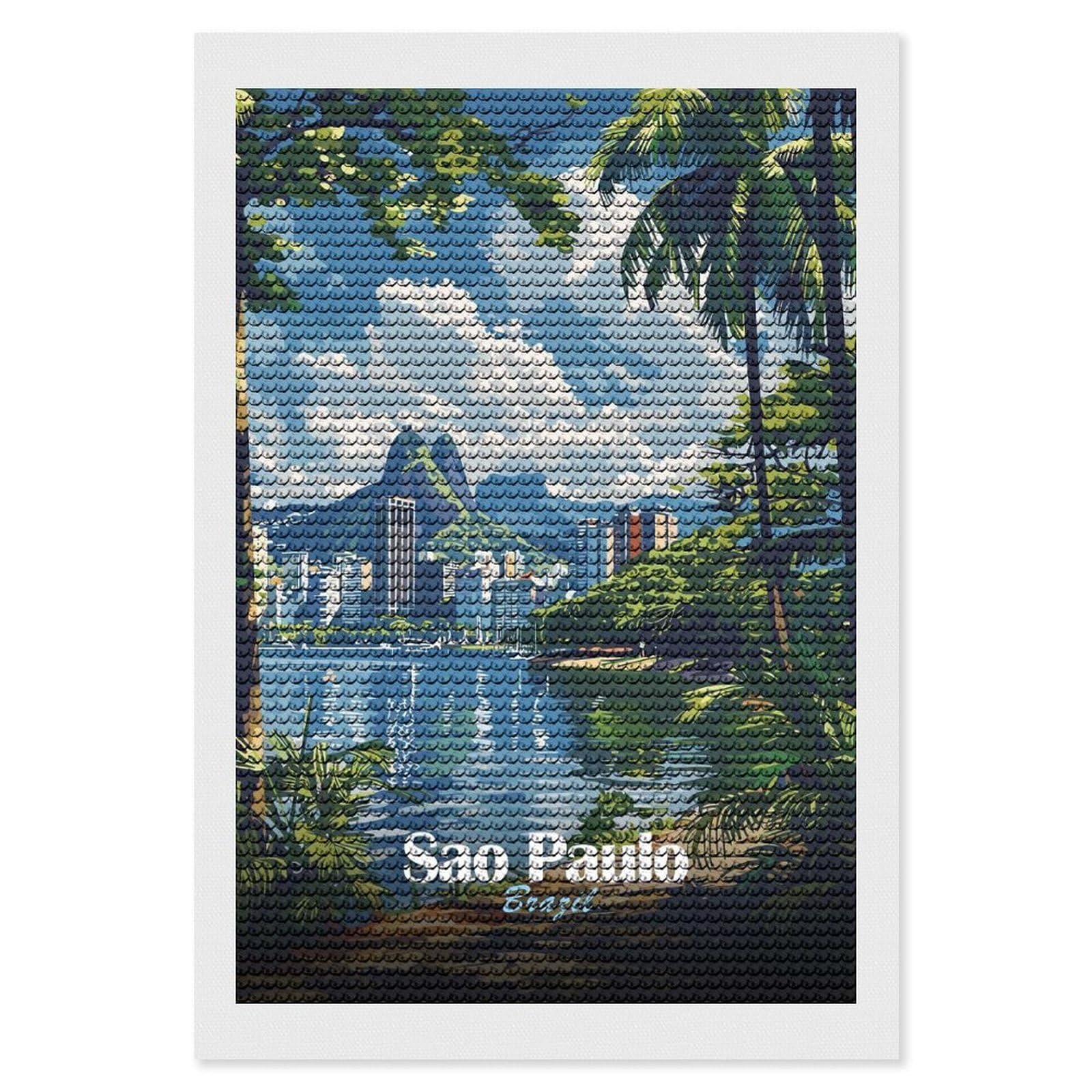 Junmoney Sao Paulo Cityscape Diamond Painting Kit 8"x12", Easy Handmade Project, Easy to Enjoy, Aesthetic Room Decor, Christmas Gift