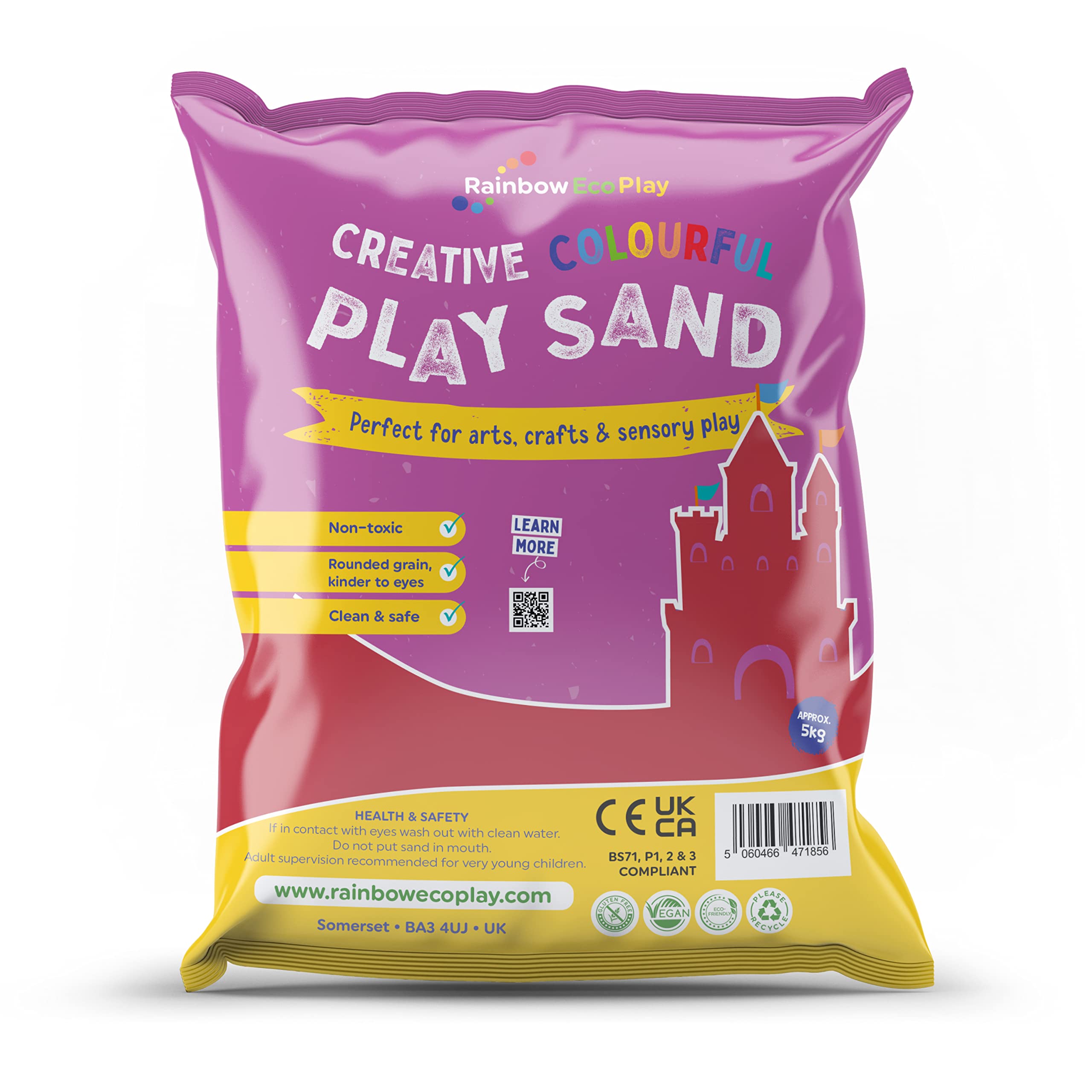 Rainbow Eco Play – Coloured Red Sand – 5kg – Kids Natural Play Sand – Sand Art, Childrens Crafts