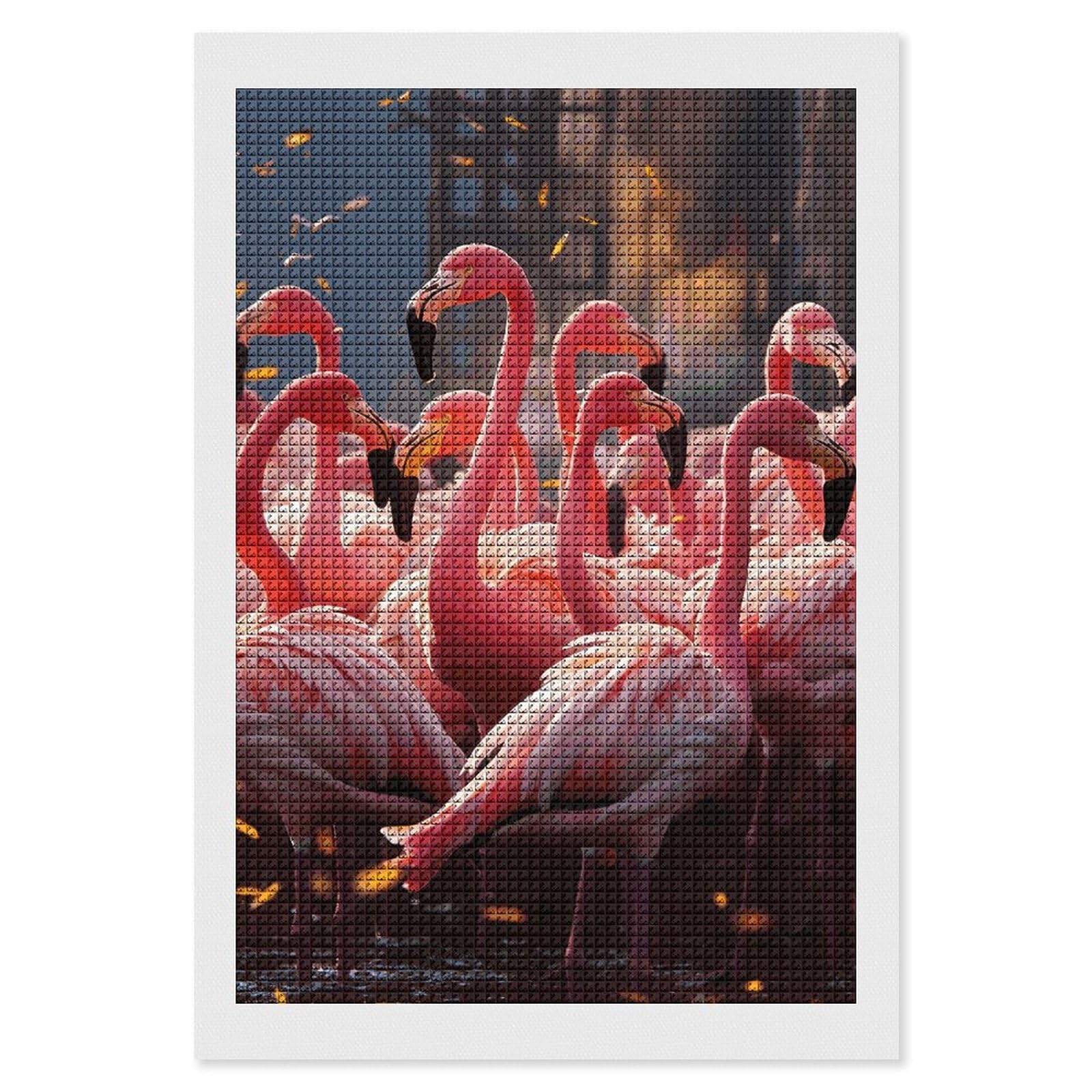 Flamingos Partying Diamond Art Kits for Adults, DIY 5D Diamonds Painting Kits for Beginner, Round Full Drill Diamond Dots Painting, 8"x12" Diamonds Pictures Gem Art and Crafts Wall Decor