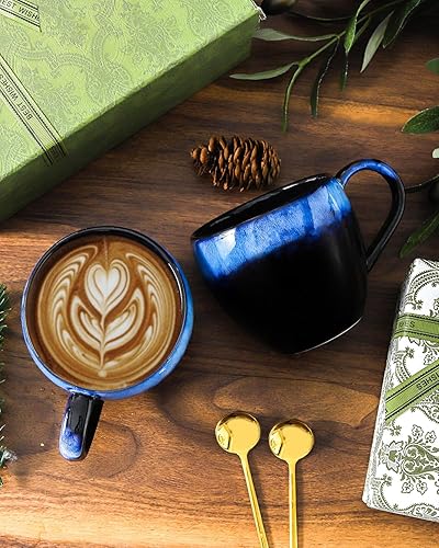 Miniatura 4 de glowworm Juego de 6 tazas de café de 16 onzas con asa, tazas de café de cerámica, tazas de café para mujeres y hombres, regalo del día de la madre,