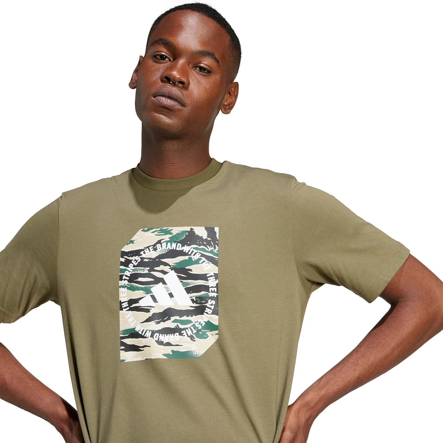 Adidas Mens Camouflage Shape Graphic T-Shirt - Image 4