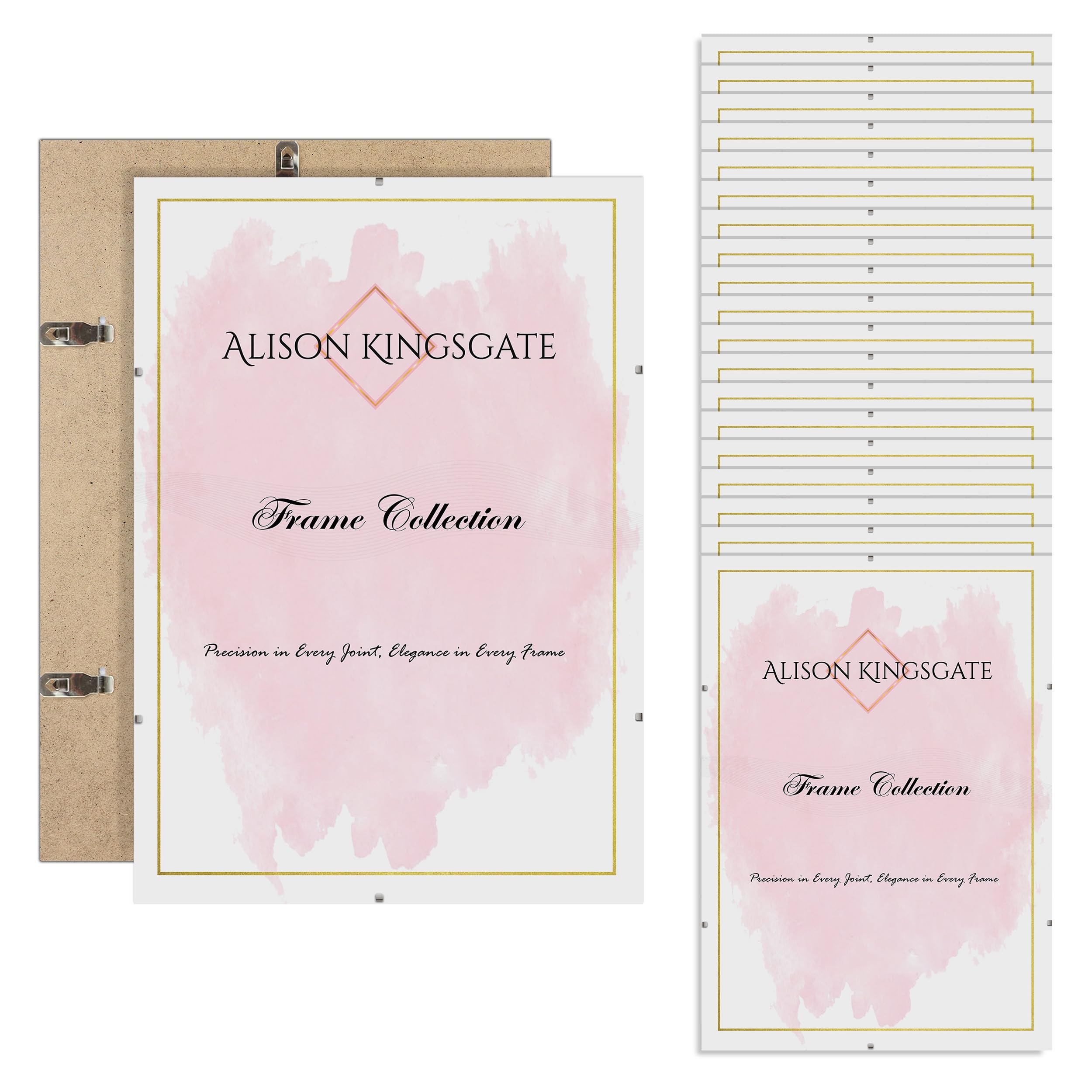 Alison Kingsgate 16X5 Clip Frame (Pack of 20)- Frameless Picture Frame with Shatter-Resistant Perspex & Sturdy MDF Back- Borderless Clip Photo Frame for Posters, Certificates, Art & Wall Decor