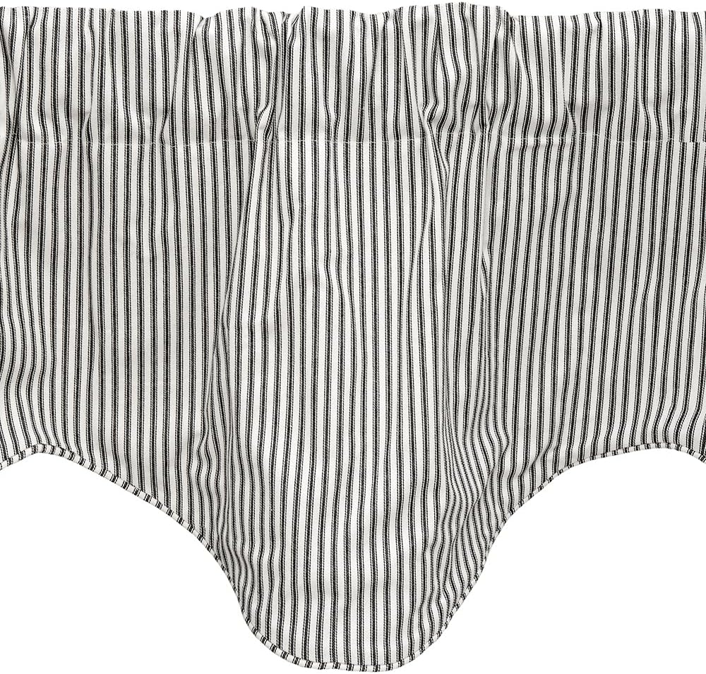 Decorative Things Valances for Windows, Farmhouse Curtains, Kitchen,Living Room Treatments, Swag Striped Black and White Curtains, Ticking, Short 53 Inches x 16 Inches