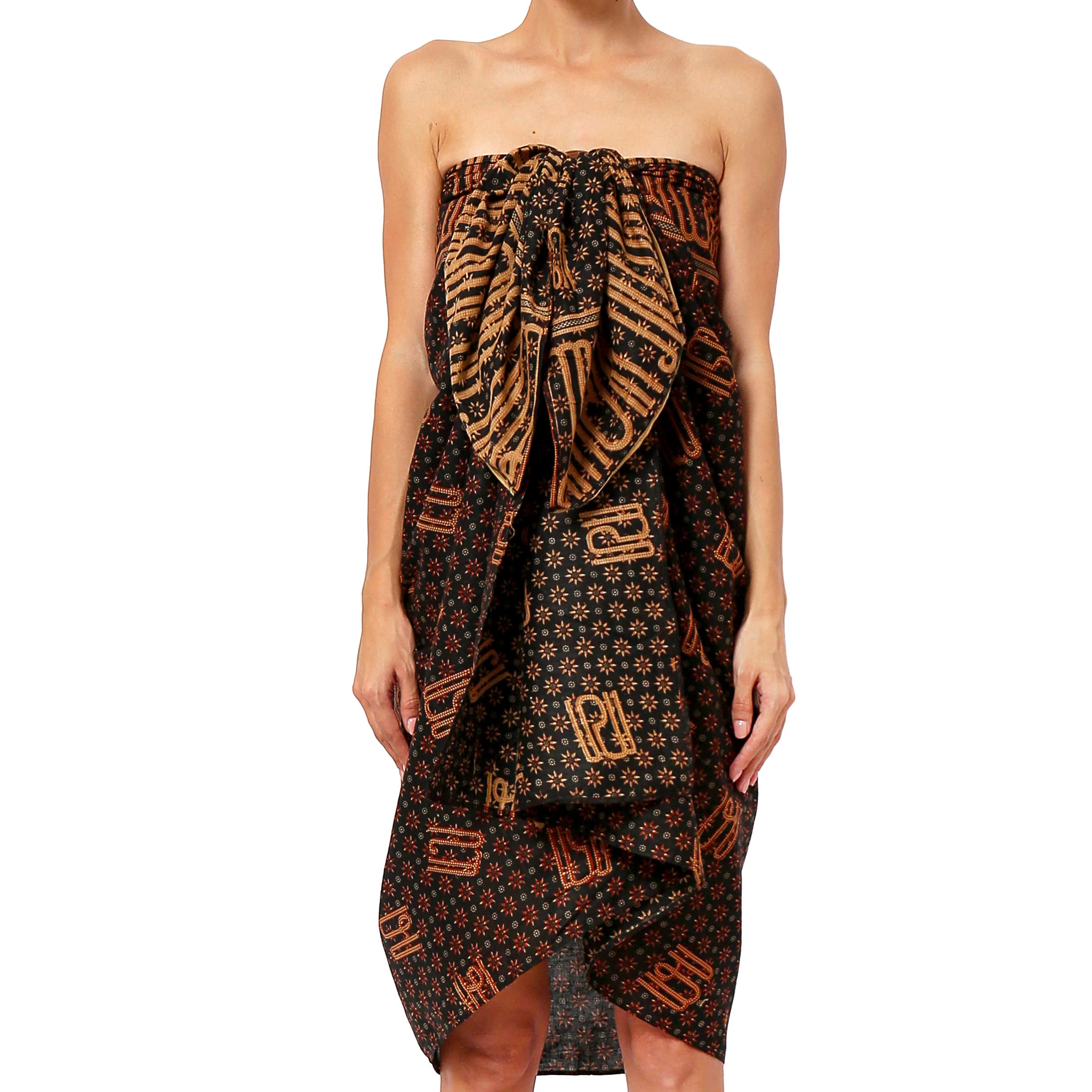 Großer 200 cm x 100cm Sarong Pareo Baumwolle Strandtuch Damen Herren Wickelrock Strand - Handtuch Blickdicht Wickeltuch Handtuchkleid Wickelkleid Handarbeit Fair Trade Herstellung Jawa Batik