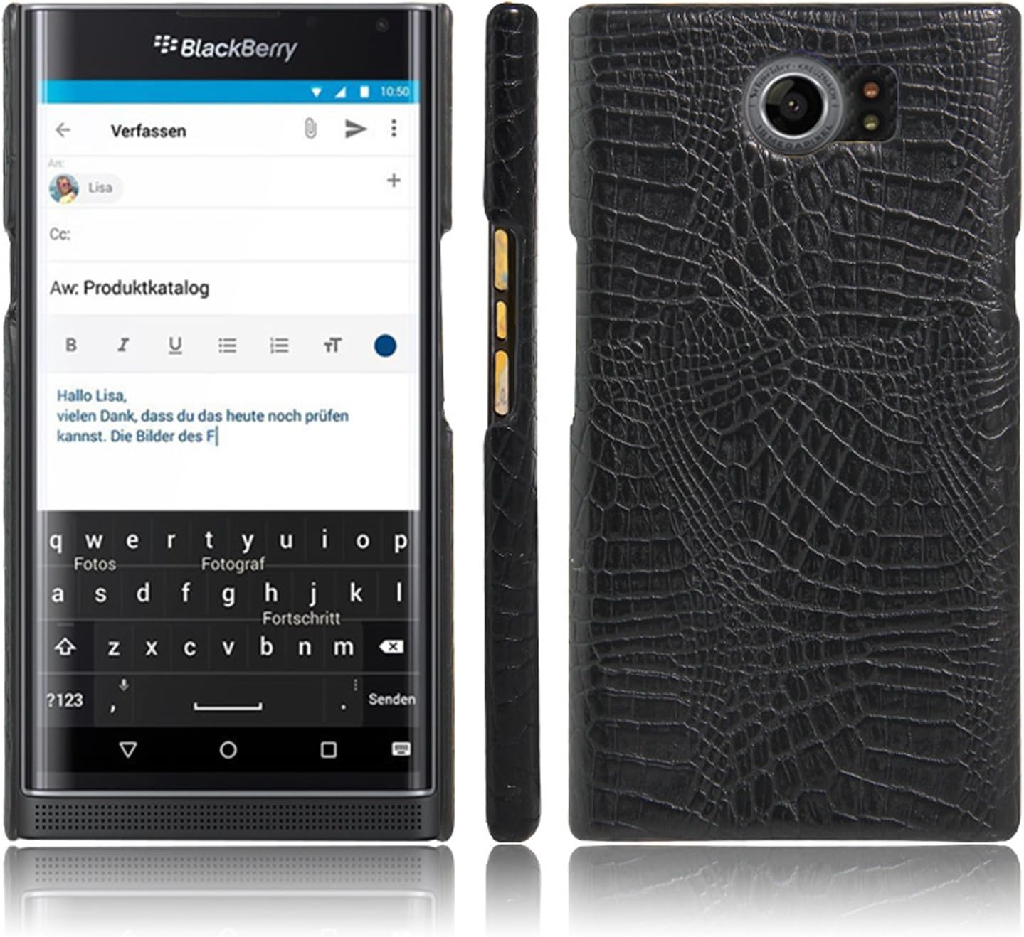 BlackBerry Priv Case, HualuBro Vintage Cases Series, Premium Crocodile Pattern PU Leather Case Back Cover for BlackBerry Priv Smartphone (Crocodile Cover Black)
