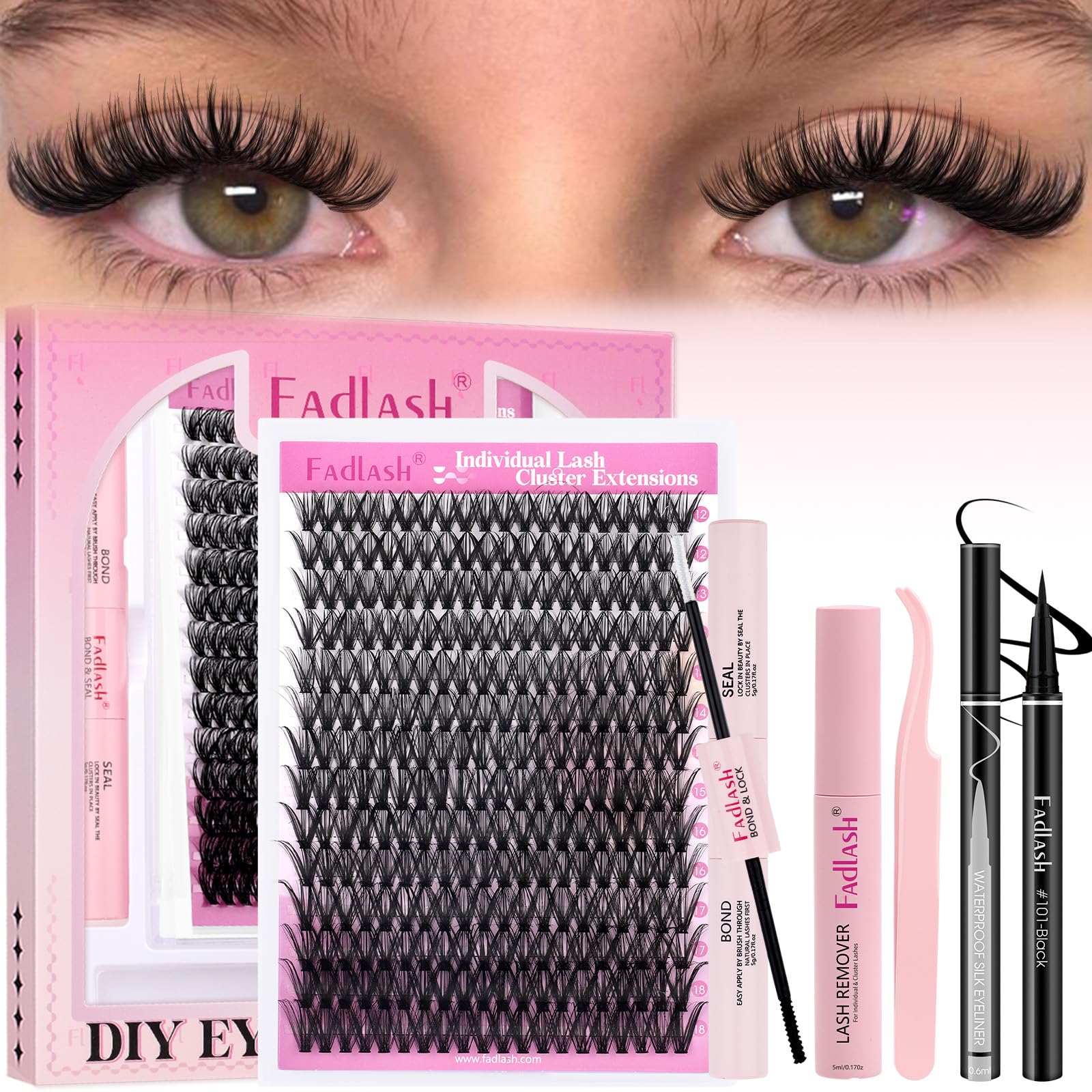 FADLASH Dikke Pluizige Individuele Wimpertrossen Natuurlijke DIY Wimper Extensions