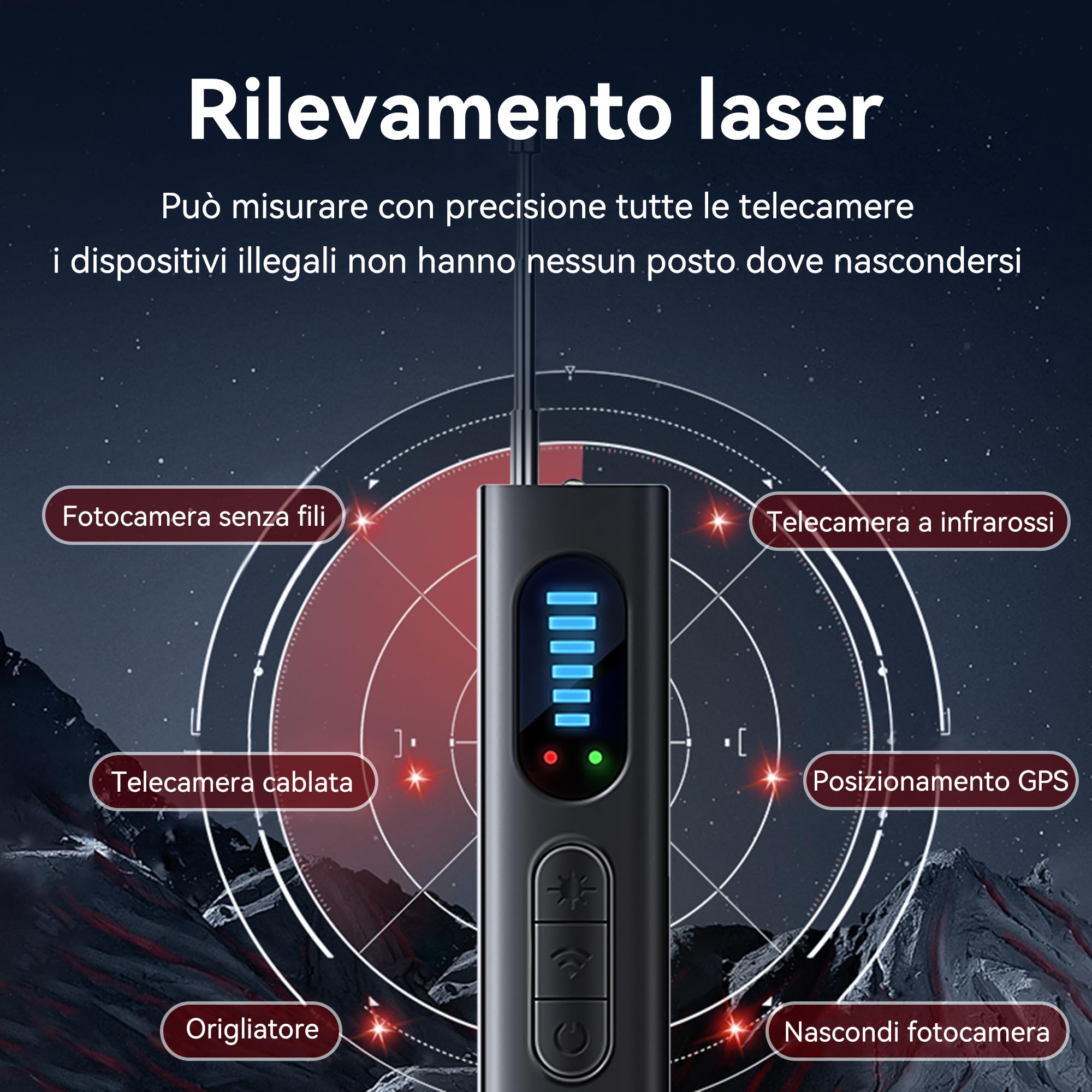 Rilevatore Microspie Professionale - Rilevatore Cimici e Microspie con Scansione GPS, Telecamere Nascoste e Dispositivi per Casa, Hotel, Ufficio | Sicurezza Antispia