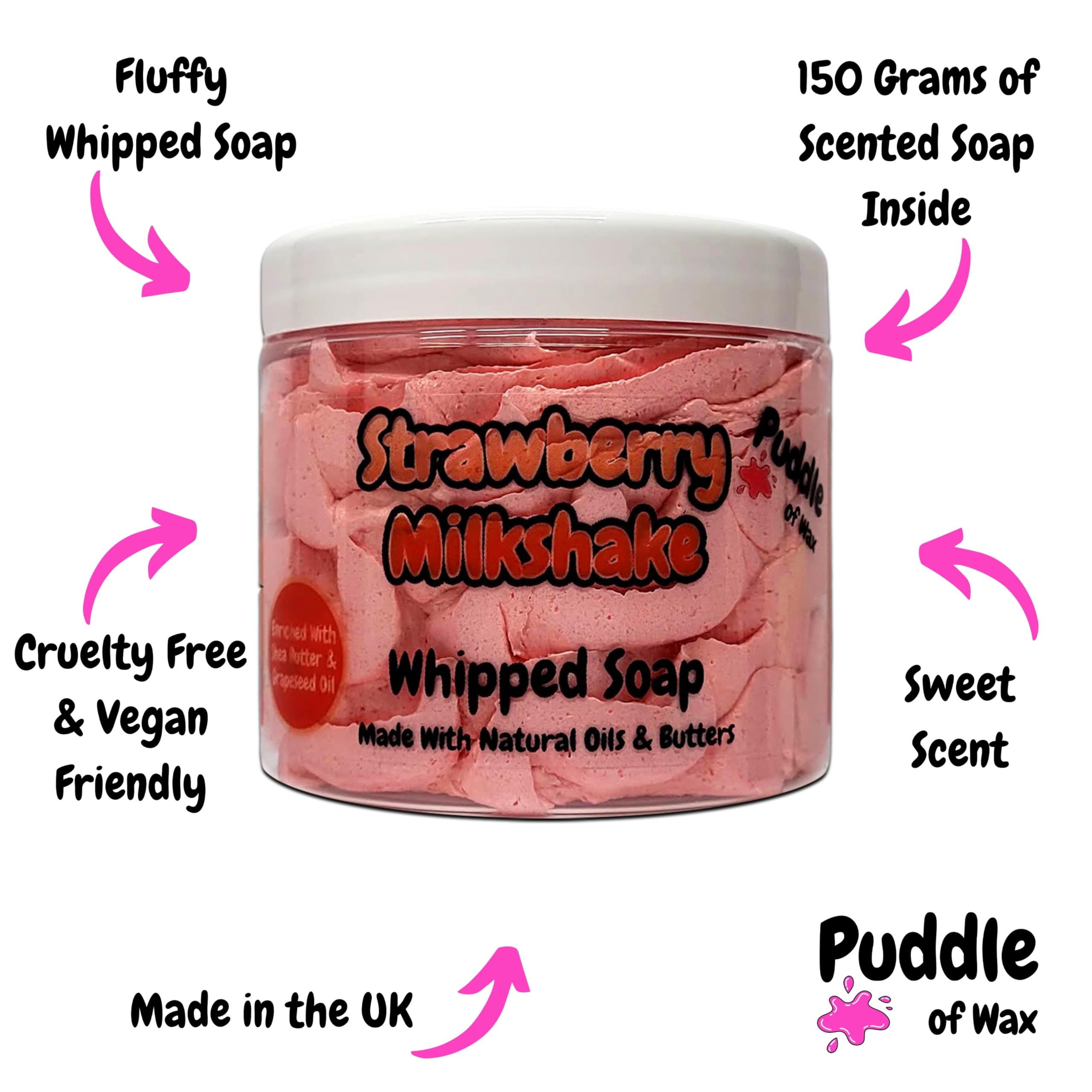Whipped Soap Body Wash, 150g, Natural Oils and Butters, Various Scents, Vegan Friendly, Puddle of Wax - Image 3
