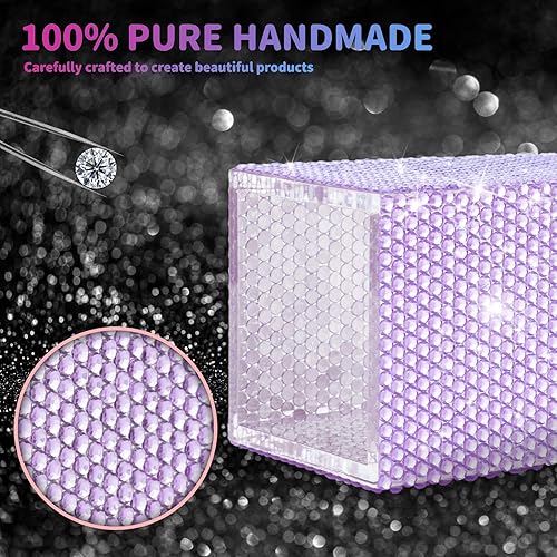 Vista 10 de KEYPOWER Portalápices de acrílico decorado con diamantes de imitación brillantes para brochas de maquillaje, accesorios modernos de papelería