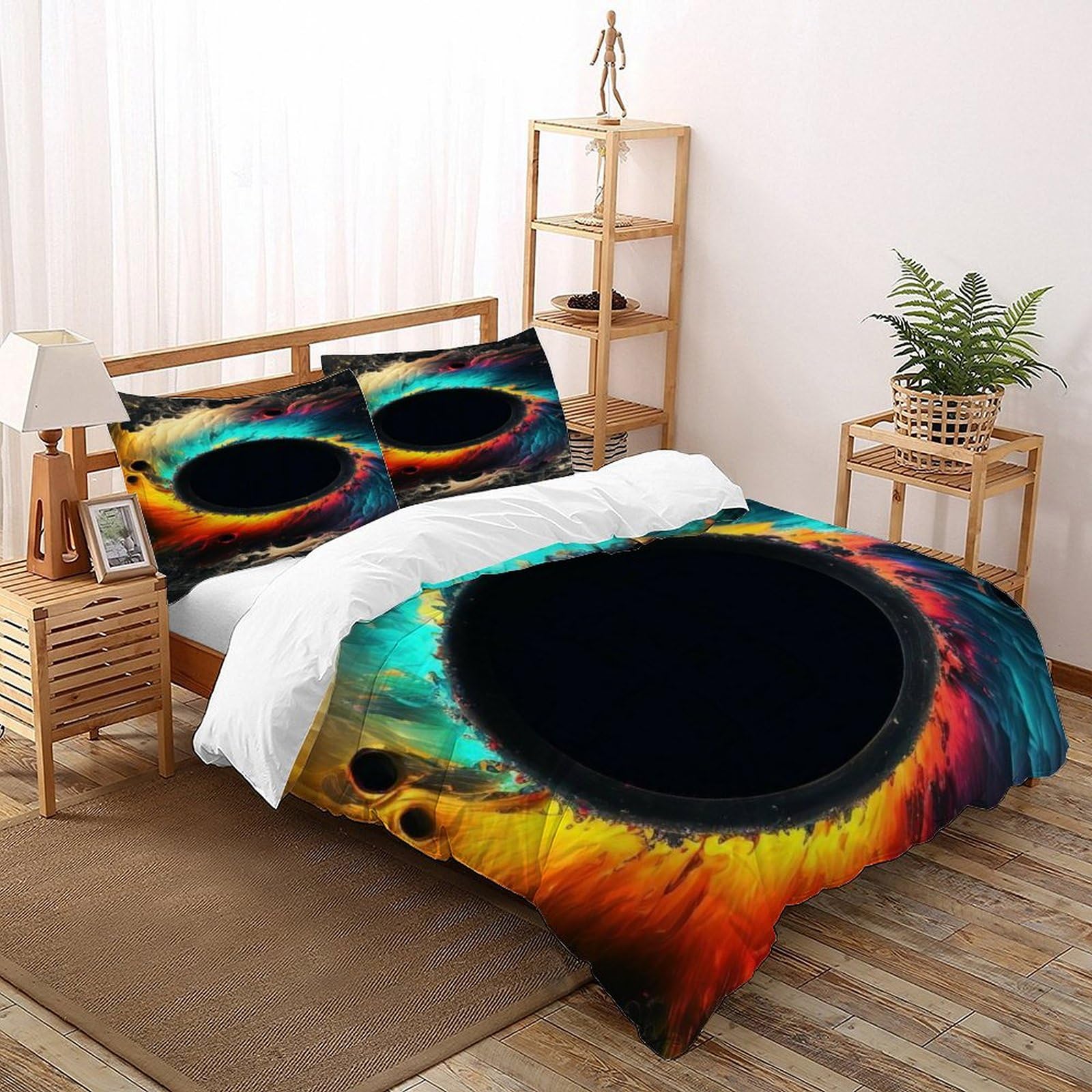 Housse de couette géométrique Le Trou Noir parure de lit Super King 260x220cm