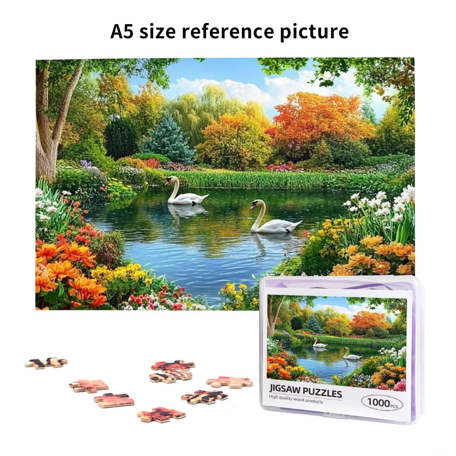 Puzzle 2000 Teile, Puzzle Erwachsene, Holzpuzzle Blume Impossible Jigsaw, Clevere Rätsel, HD Farbe Jigsaw mit Geschenkbox Verpackung for Room Decor, Geschenke für Frauen Schwan 100x70cm p-1424