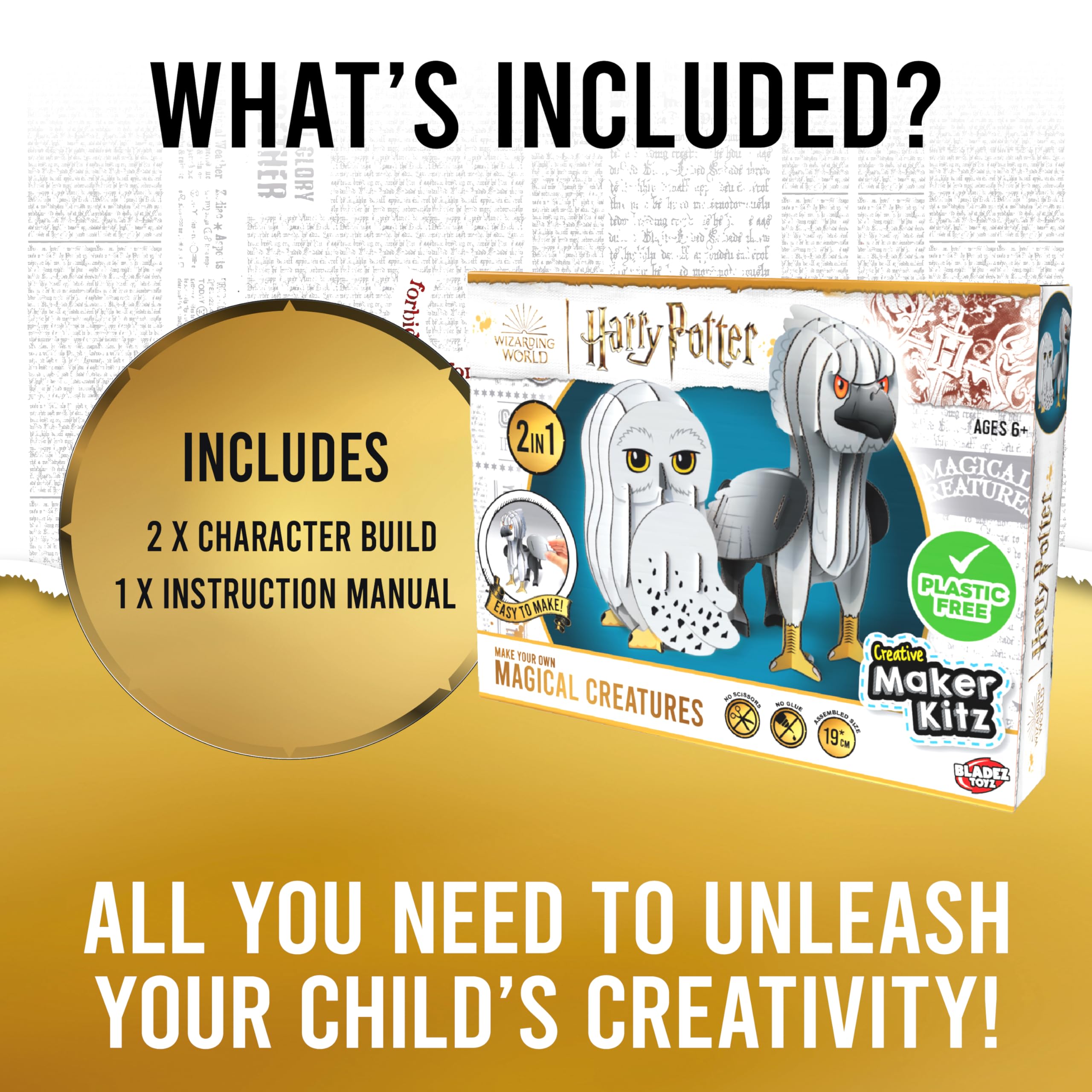 BLADEZ Harry Potter Toyz Make Your Own Magical Creatures Kit, Fun & Easy Harry Potter Gifts with Hedwig & Buckbeak - Image 4