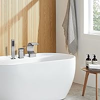 Vista 7 de Grifo de bañera en cascada con ducha de mano: EVERSTEIN Roman - Juego de grifos de bañera con rociador de mano, filtro de bañera de latón macizo