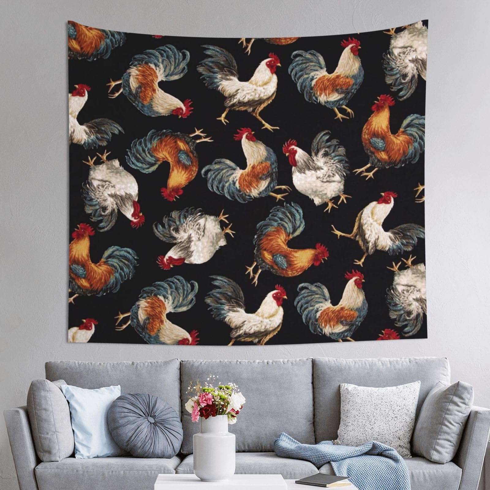 WKSGDSG Decoration Tapestry Wall Hanging For Bedroom, French Roosters, 152x130cm Dorm Decor, Lightweight Easy Hang Wall Art For Living Room, Aesthetic Tapestries For Outdoor, Ceiling, Doorway, Camping