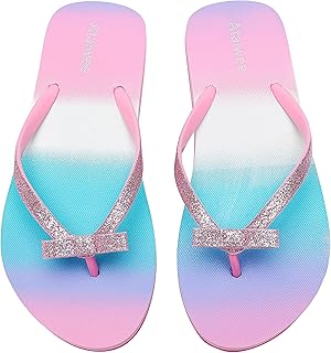 Ataiwee Girl\'s Flip Flops, Little/Big Kid\'s Beach Thong Colorful Printed Sandals for Children.