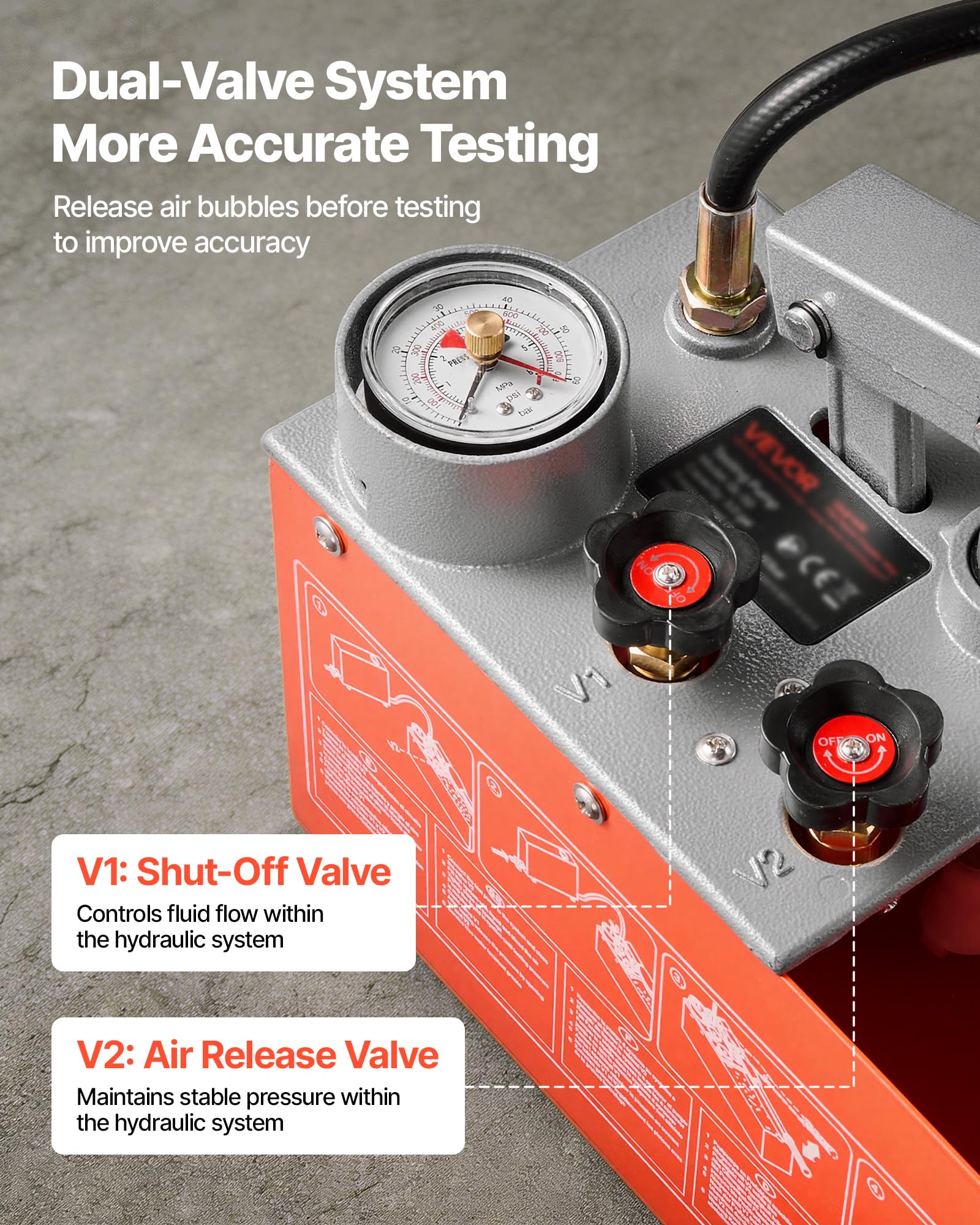 VEVOR Pompe Épreuve Manuelle 11,36 L Pompe Test Hydrostatique Double Valve