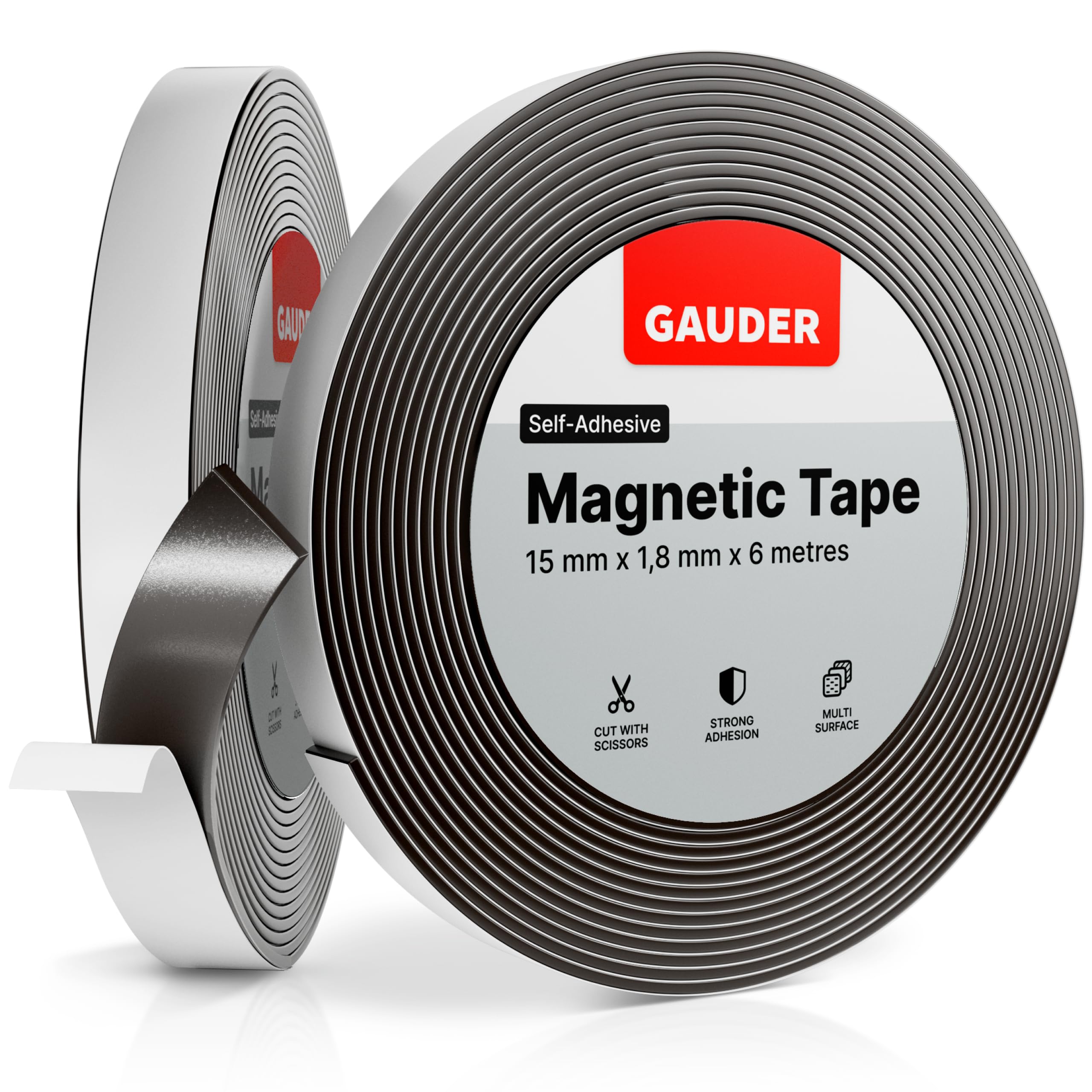 GAUDER Magnetic Tape Self Adhesive | Magnet Strips with Adhesive Backing | Sticky Back Magnet Roll (6m)