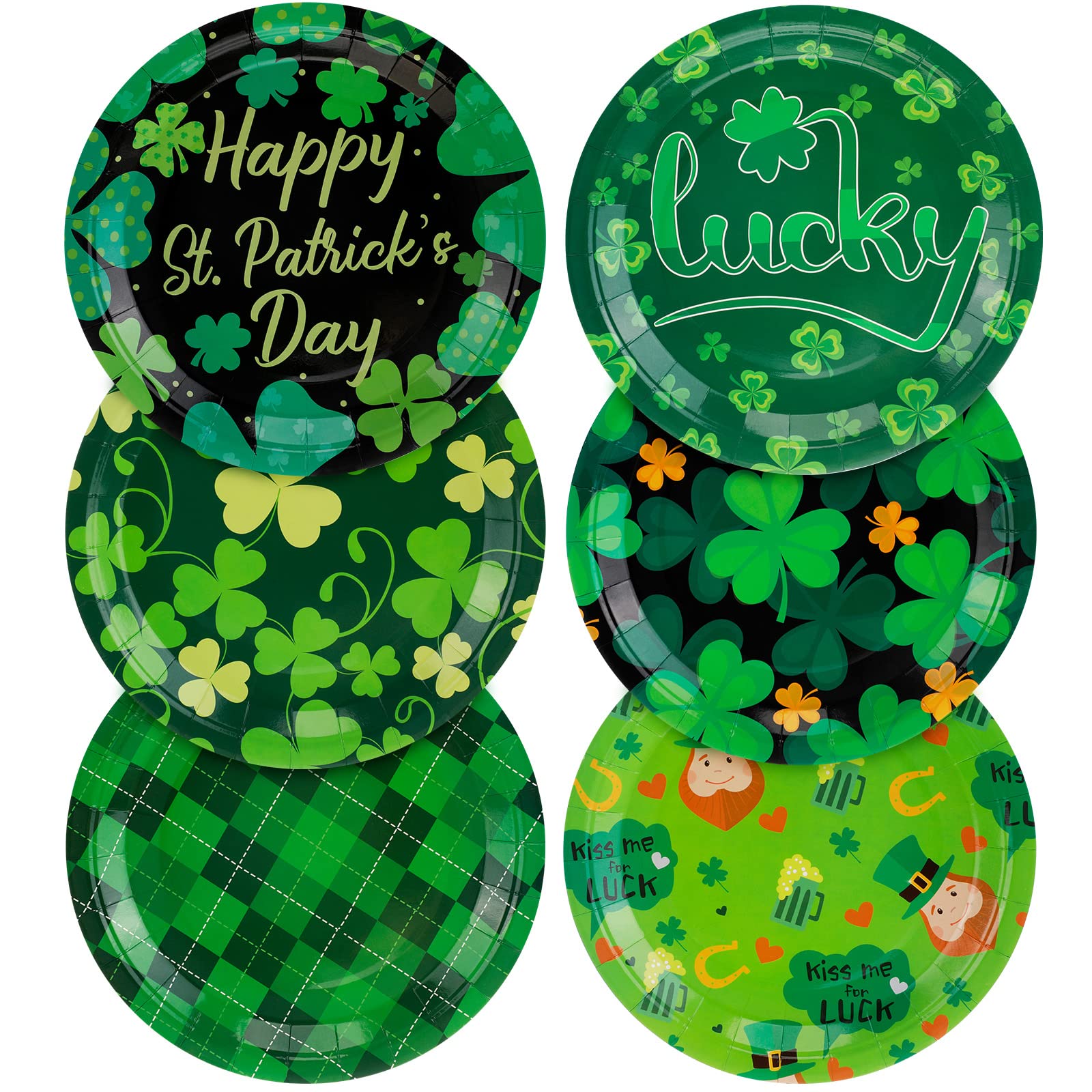 Zopeal 60 Pieces St. Patrick's Day Party Plates Disposable Paper Dessert Plates Green Shamrocks Dinnerware Plates for St Patrick's Day Party Decorations Supplies