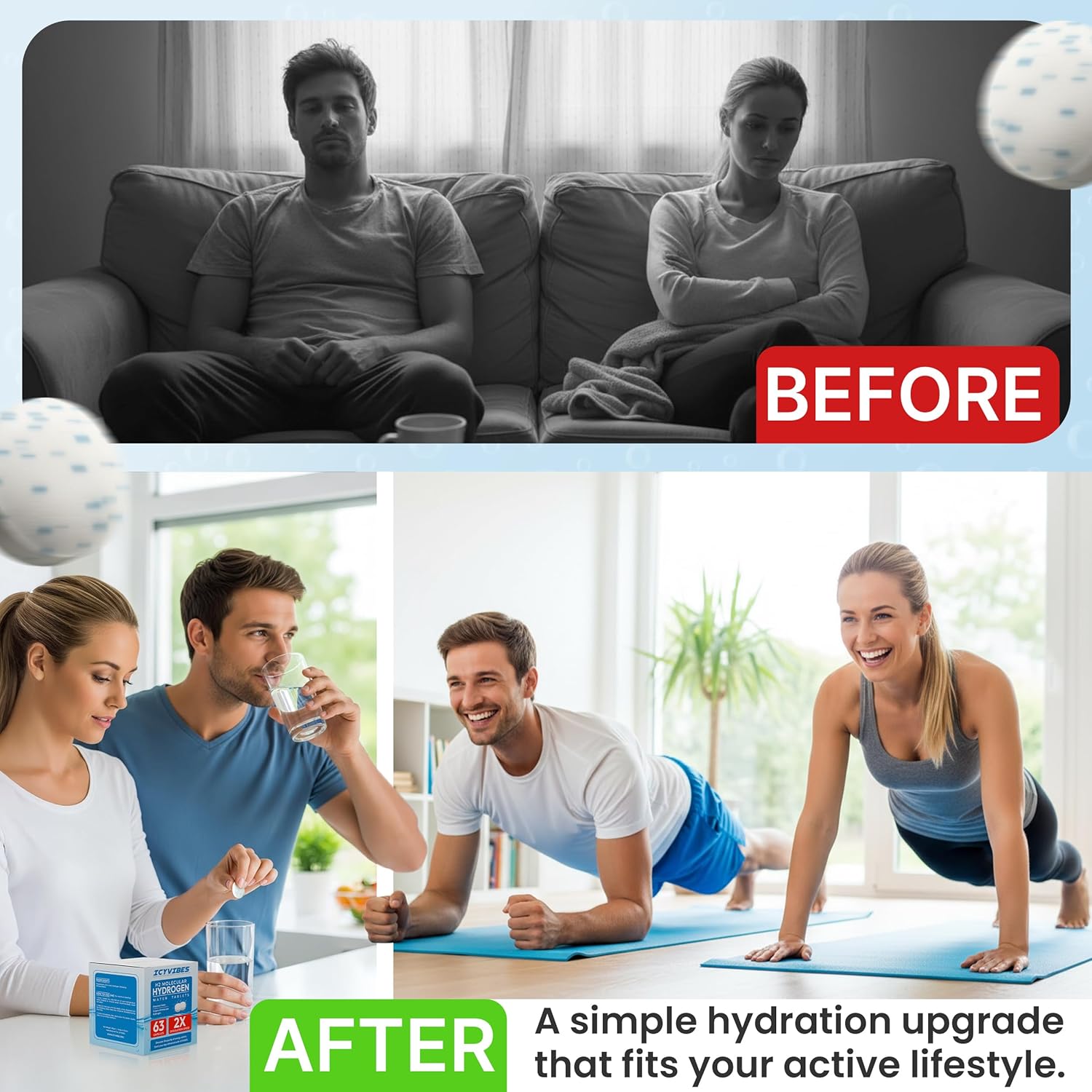 Premium Mineral Hydrogen Water Tablets – 63 Count Molecular H2 Tablets (12 PPM) for Drinking Water with Magnesium