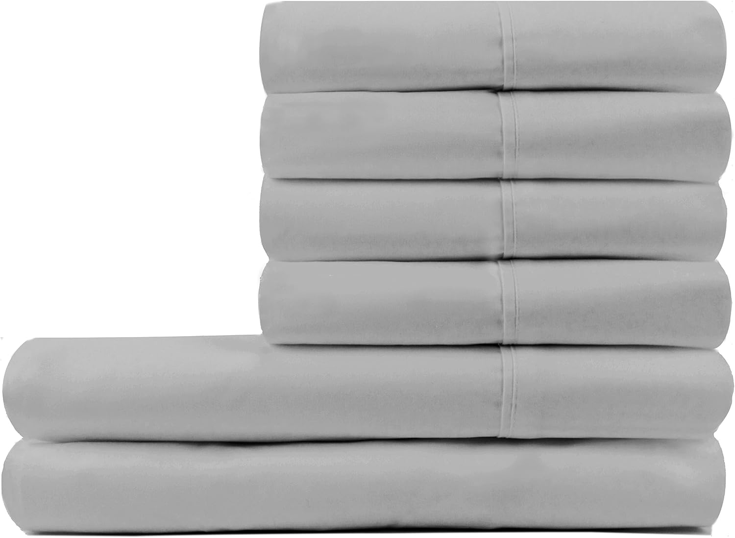 D. Charles 300 Thread Count 100% Combed Cotton Sheet Set with Extra Bonus Pillowcases (Queen, Platinum)