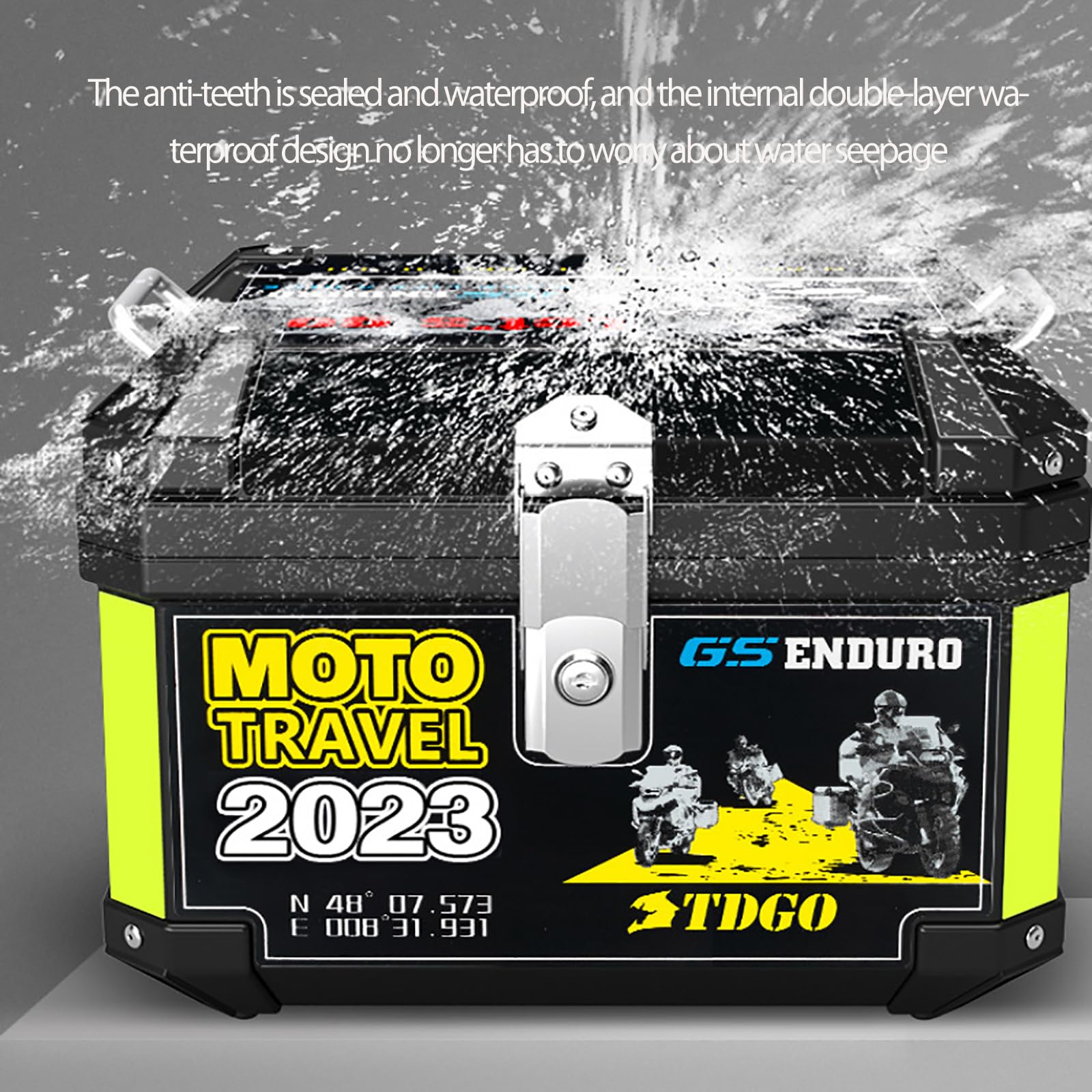 Baúl de Moto con Cierre de Seguridad, Resistente al Agua, Cierre rápido, Accesorios universales para Moto, Adecuado para Guardar Cascos y Equipaje Grande 45L Black