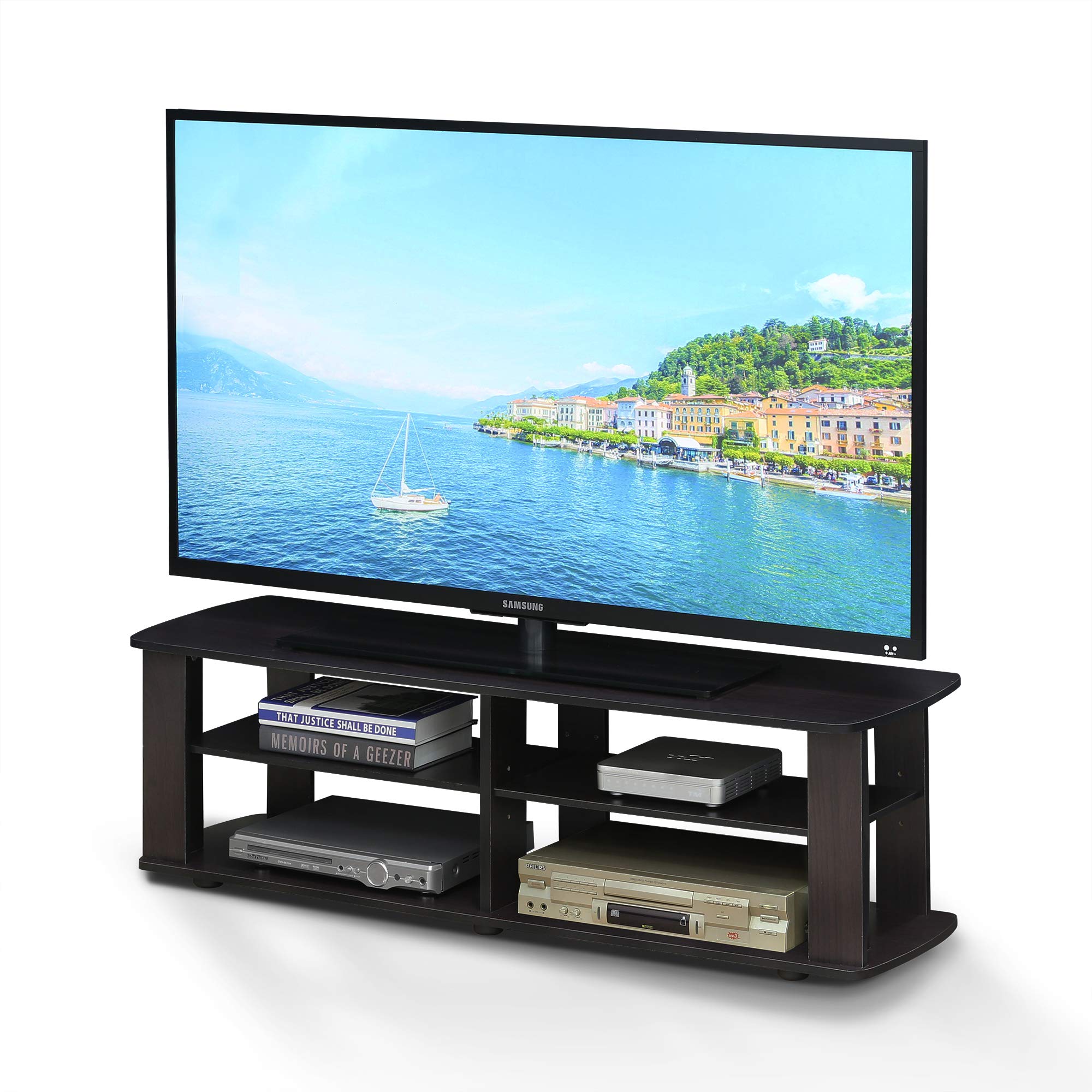 Furinno TV Entertainment Center, Wood, Dark Walnut, one size