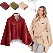 Heated Blanket Zip up Cape,2027 New Zip up Heated Poncho,Cozy HeatedShawl Wrap for Women,USB Port Home Office Blanke