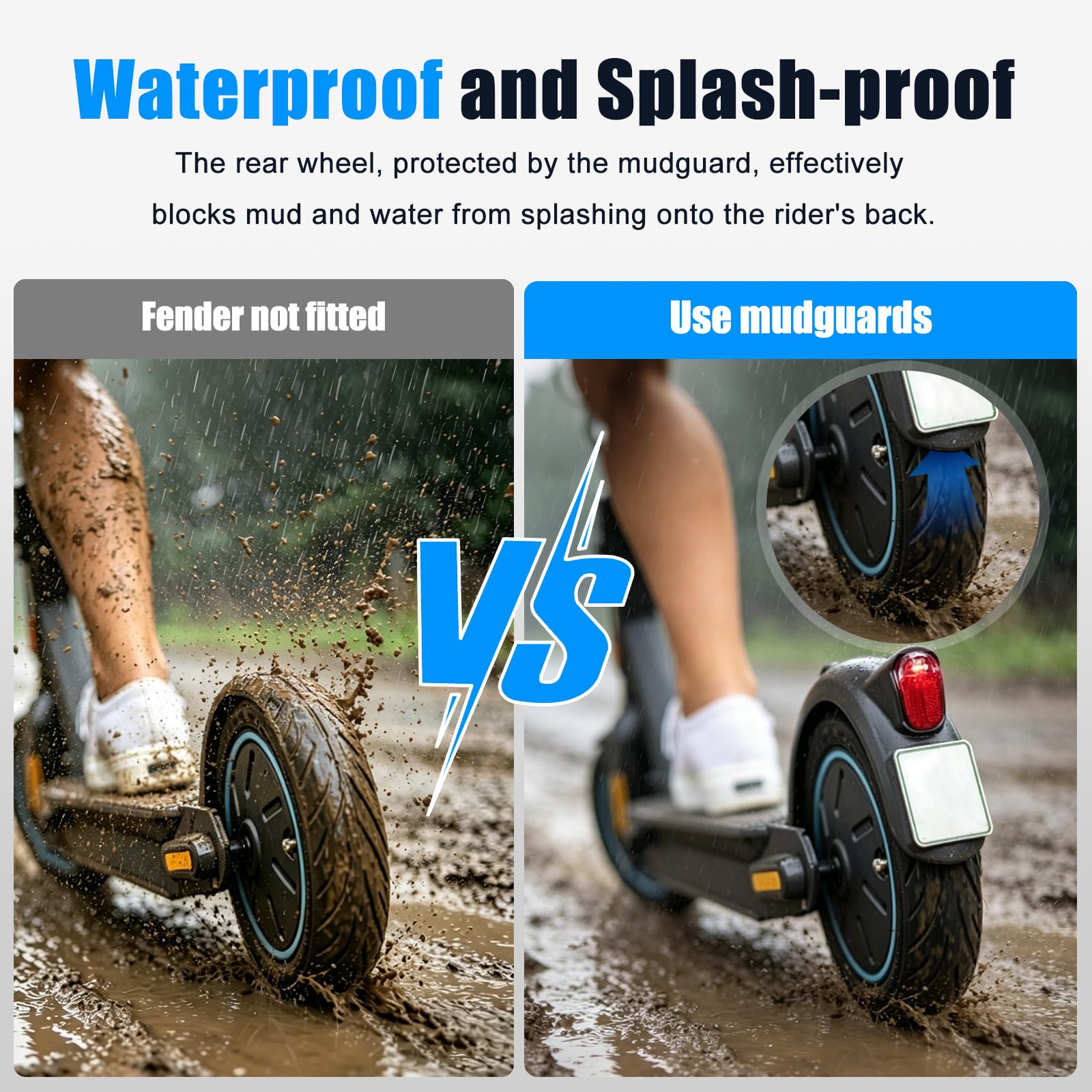 SYACHI Hinterer Kotflügel Electric Scooter mit LED Rückleucht & Haken Zubehör, Scooter Schutzblech Ersatzzubehör Kompatibel für Segway Ninebot Max G30 / G30LP / G30LE / G30LE Ⅱ / G30D Elektroroller