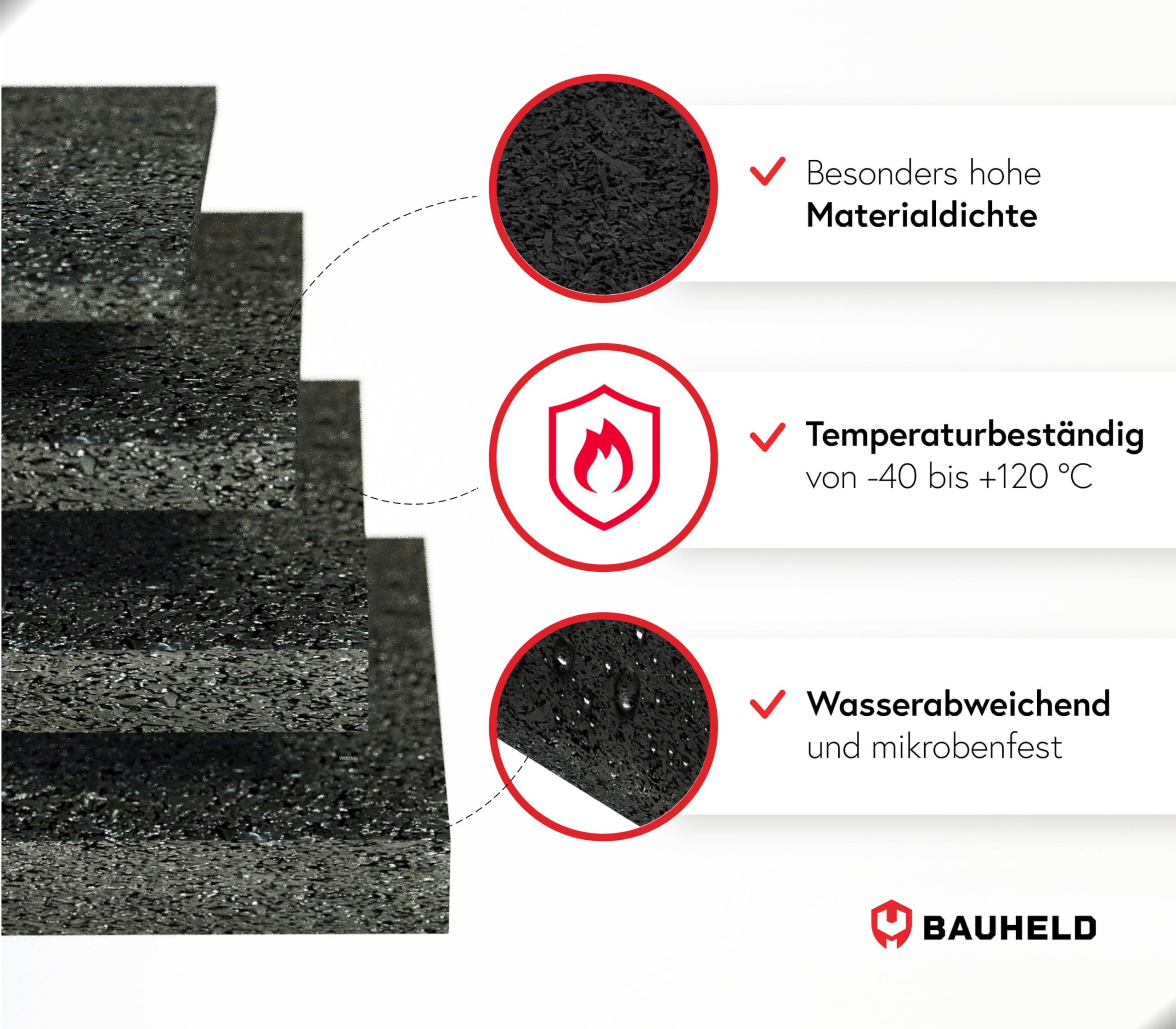Design61 Bautenschutzmatte 60 Stück – Aus Recyceltem EPDM Granulat, 90x60x3 Mm | Rutschfest, Wetterbeständig Für Terrasse