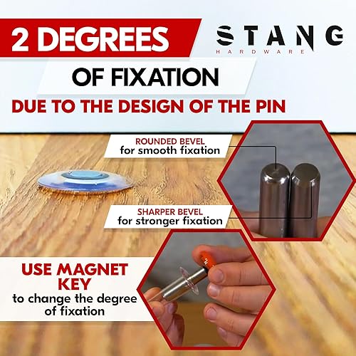 Miniatura 5 de Stang - Tope magnético de puerta invisible oculto montado al ras para la parte inferior de la puerta con función de apertura y opción de soporte