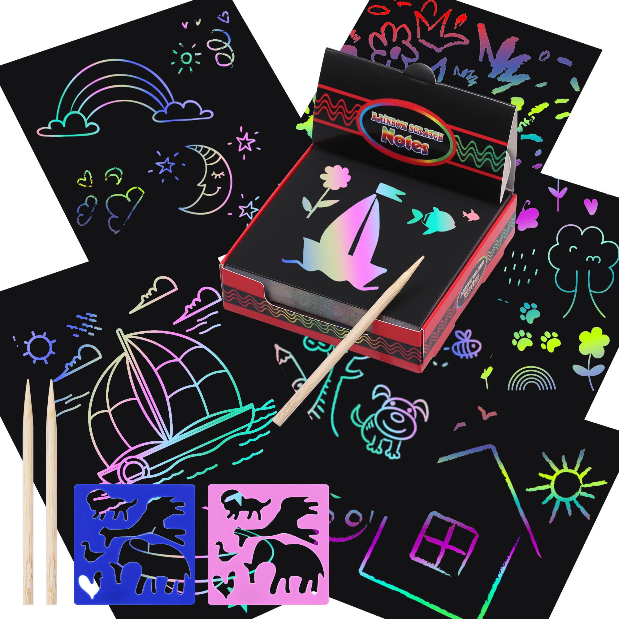 Kit d'art à gratter pour enfants et adultes papier à gratter carte à gratter pour enfants scratch art kit pour écrire dessiner planche à gratter avec outil à gratter cadeau créatif Kit d'art à gratter pour enfants et adultes papier à gratter carte à gratter pour enfants scratch art kit pour écrire dessiner planche à gratter avec outil à gratter cadeau créatif