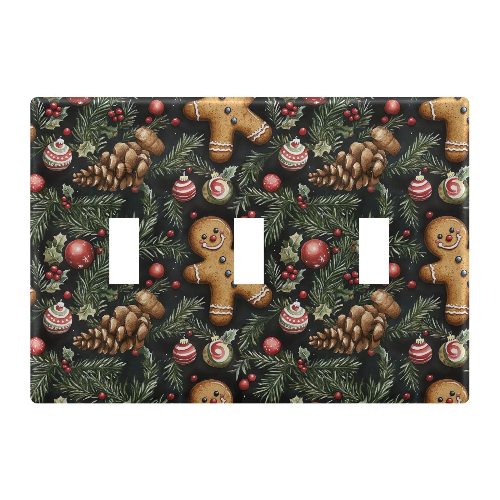 Light Switch Cover Christmas Gingerbread Man Cookies Wall Plates for Electrical Outlets 3 Gang 202b6397